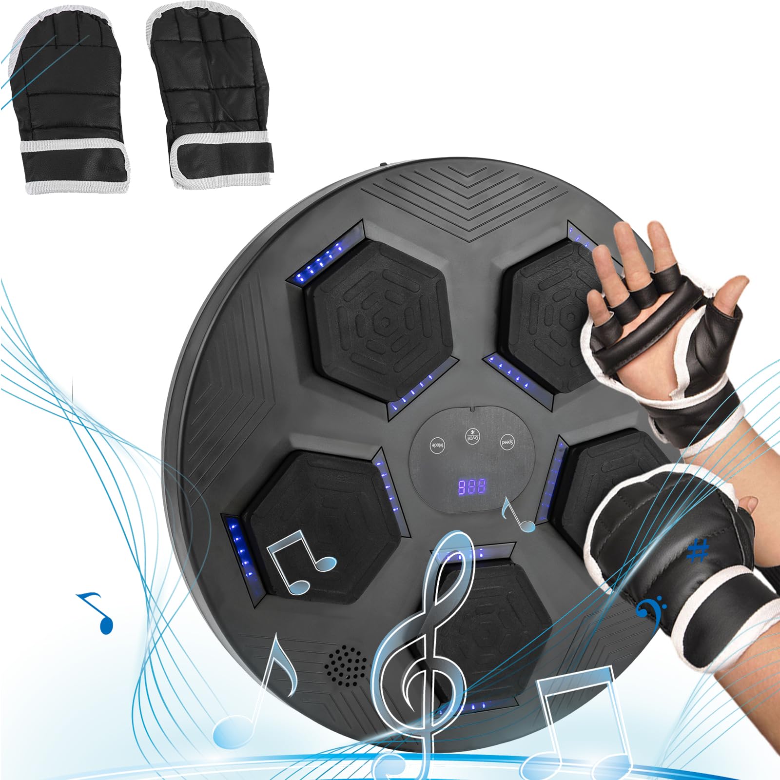 Music Box, macchina, bersaglio di boxe a LED a parete, macchina per boxe musicale Bluetooth elettronica, dispositivi per allenamento di boxe con guanti da boxe, per bambini, adulti, esercizi a