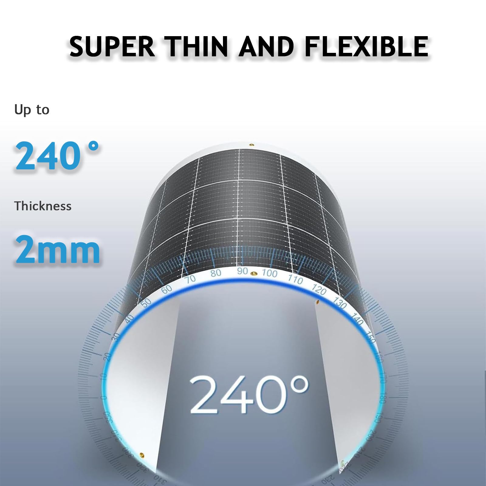 Panel solar monocristalino ultra flexible, ligero y flexible para una generación de energía eficiente, ideal para RV, camping, remolque, yate y aventuras al aire libre