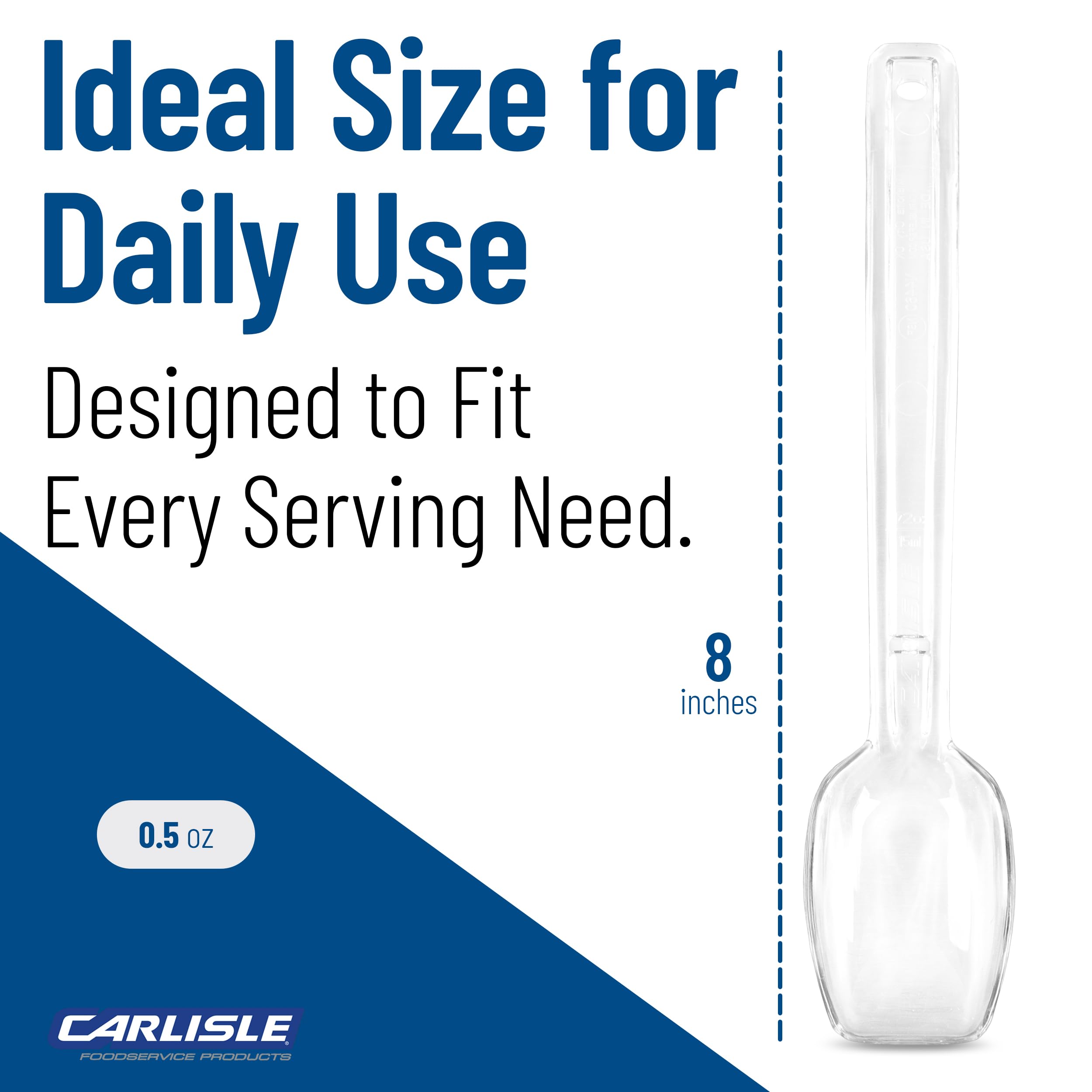 Carlisle - Cucharas para servir ensalada (sólidas y perforadas), 0.5 oz, transparente, 12