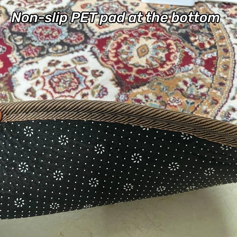 Grande tappetino rotondo riscaldato, tappeto portatile a infrarossi con riscaldamento a pavimento, morbido tappeto radiante in peluche a riscaldamento rapido per sala da pranzo e camera da letto(B)