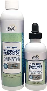 12% Hydrogen Peroxide Food Grade - 8 oz and 4 oz Bottles - Recommended by: The One Minute Cure Book