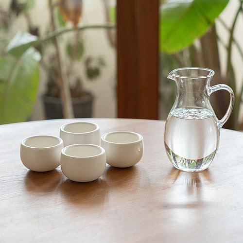 Miniatura 3 de MU MO Juego de 4 tazas de café expreso de cerámica de doble pared de 7 onzas, tazas de té de porcelana con cáscara de huevo para bebidas de café,