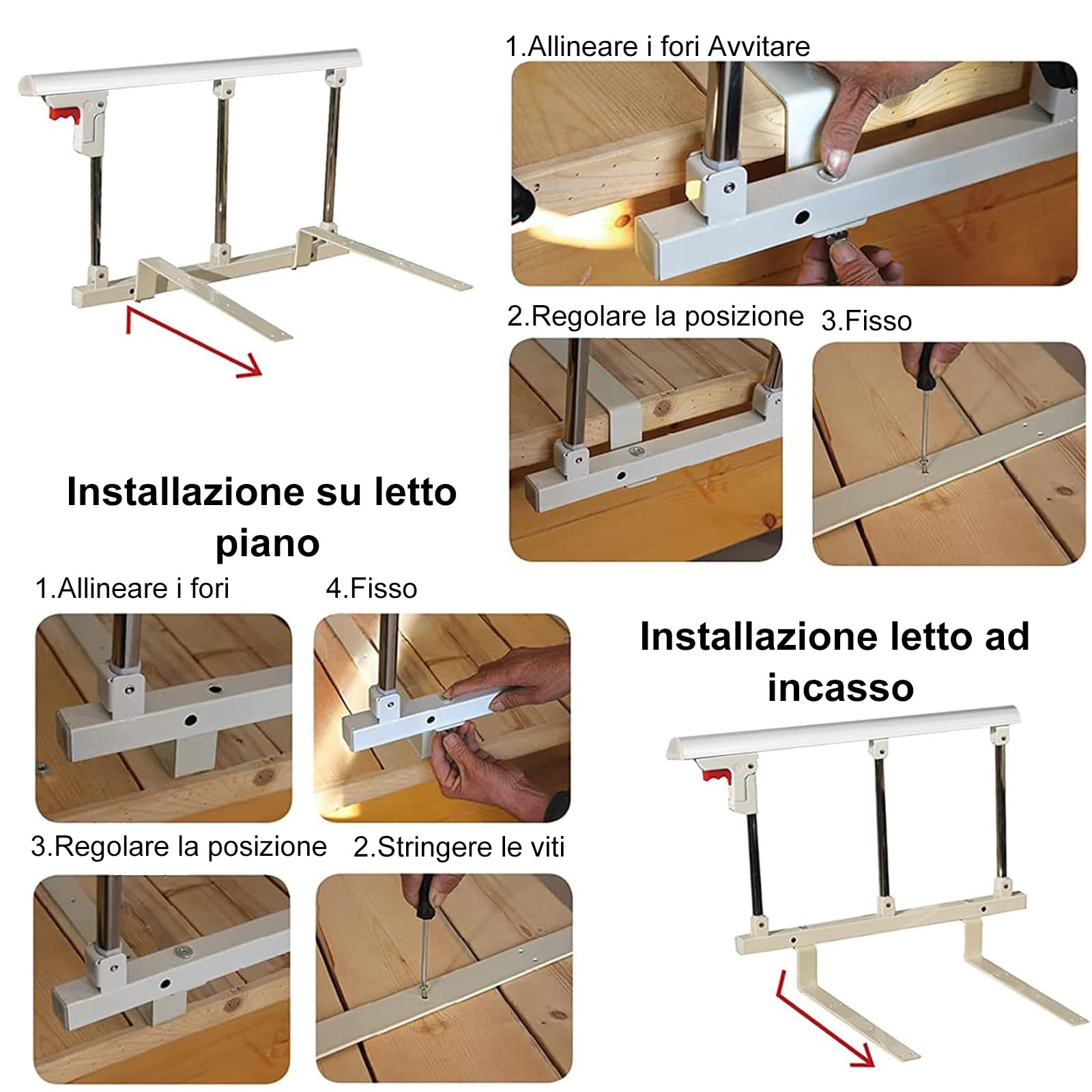 Protezione laterale pieghevole per anziani, adulti, supporto per ringhiera di protezione, ringhiera del letto, ospedale, con sacchetto di immagazzinaggio (70 x 40 cm)