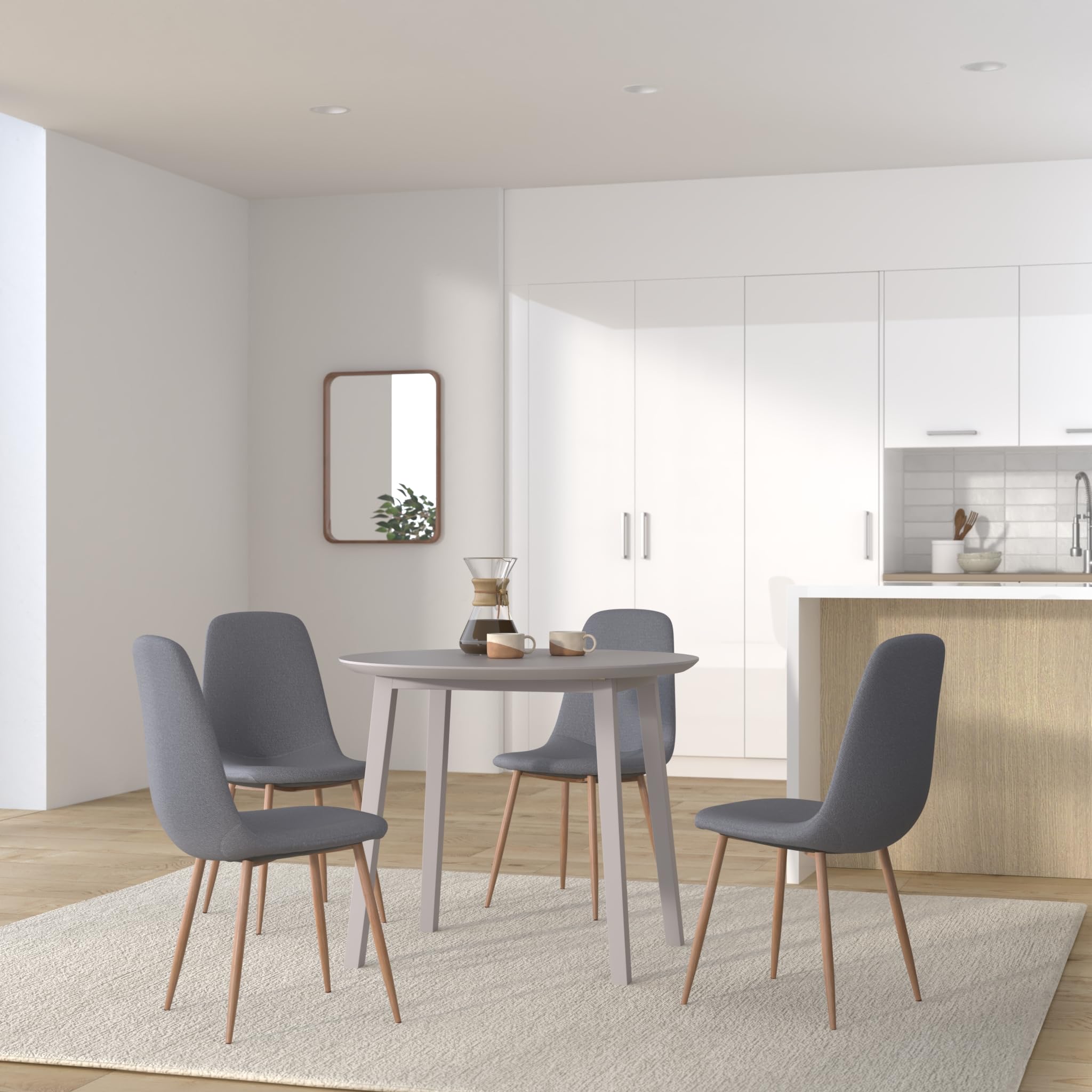 Homely | Mesa de Comedor o Cocina Extensible Redonda Dallas | Mesa Auxiliar | Diseño Sencillo y Moderno | Tres Tamaños Adaptables | Madera Lacada Color Gris | 90 cm de Diámetro 17,5/55/17,5 cm