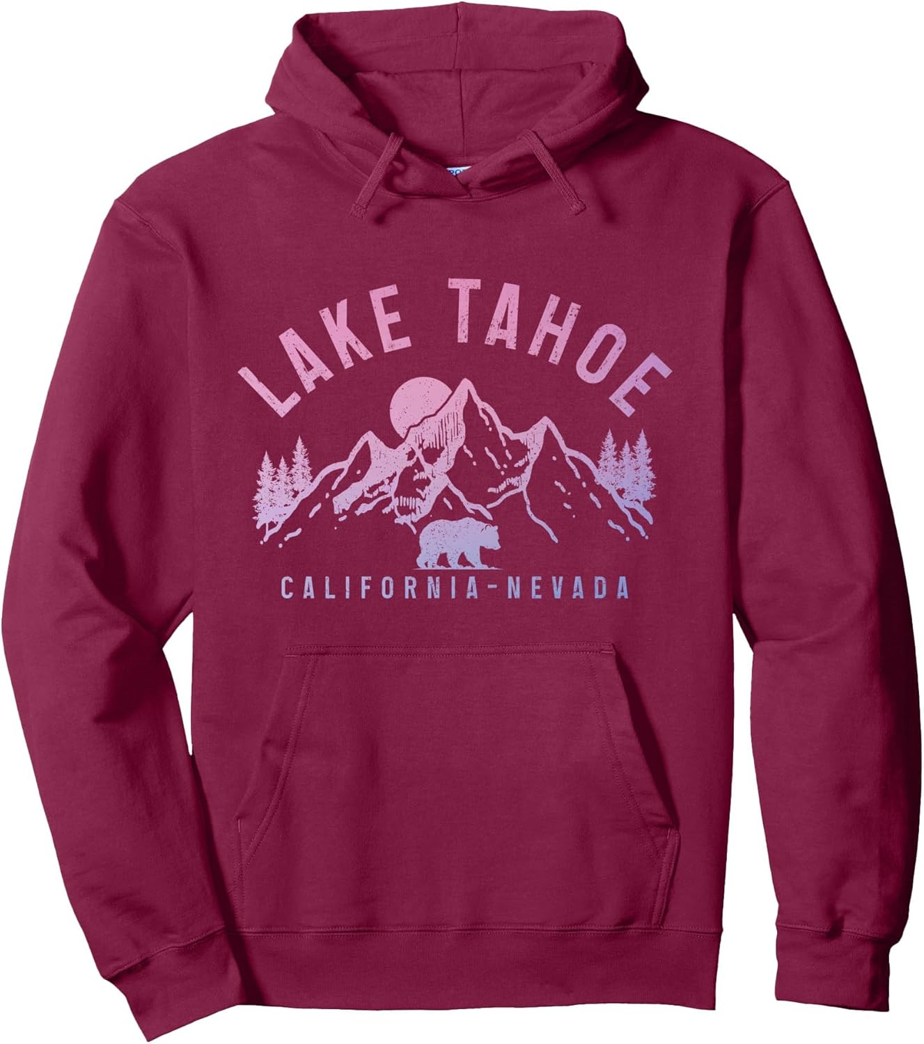 Lake Tahoe California Nevada Mountains Bear Nature Vintage Pullover Hoodie