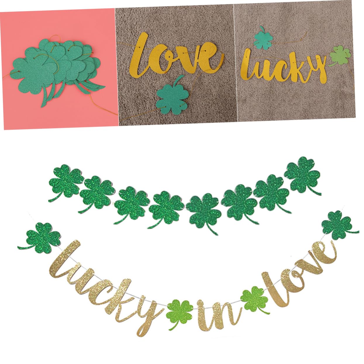 AKH St. Patrick's Day Folienbanner – 3,65 M Grüne Partygirlande Mit Kleeblatt & Bier Für Irische Feste