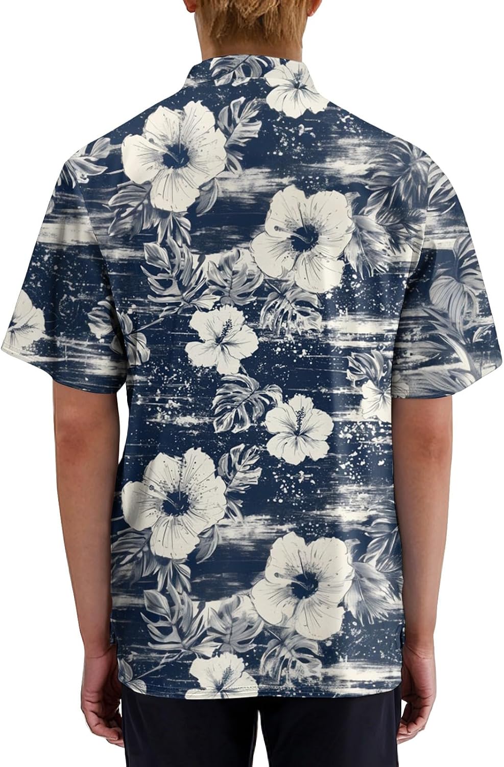 Men's Work Uniform Scrubs Top Hawaiian Printed V-Neck Soft Stretch Scrub Shirts with Pockets