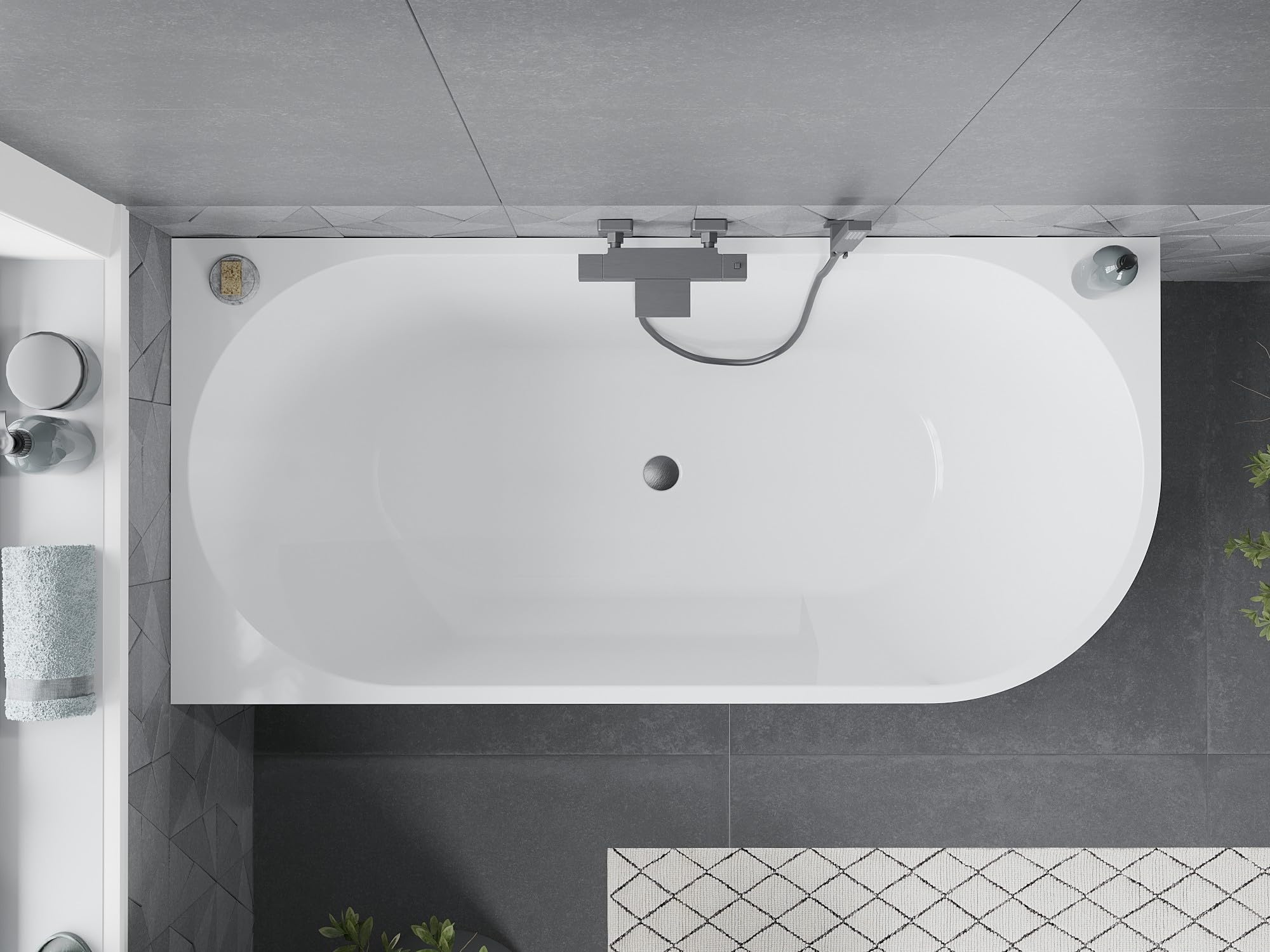 Mexen Mia freistehende Eckbadewanne links 160 x 75 cm