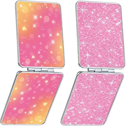 Miniatura 75 de Espejo de bolsillo, pequeño espejo de viaje con aumento, espejo cosmético portátil de doble cara con aumento para uso diario (mármol azul)