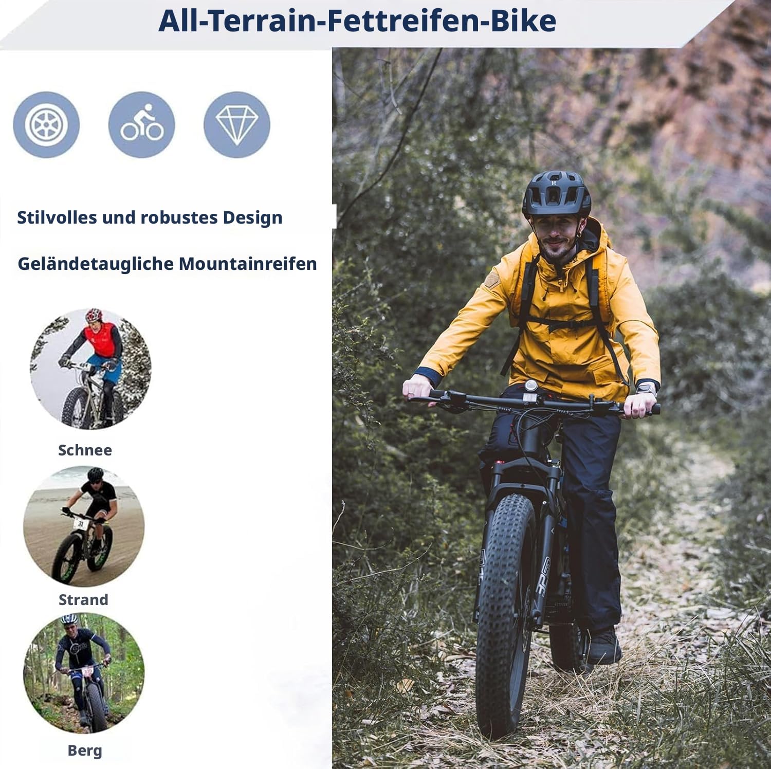LSLIFE 26" Fat Tire Mountainbike für Erwachsene 7 Geschwindigkeit Snow Bike All-Terrain Voll Federung Mountainbike mit Doppelscheibenbremse 17 Zoll Rahmen Fahrrad für Männer Frauen