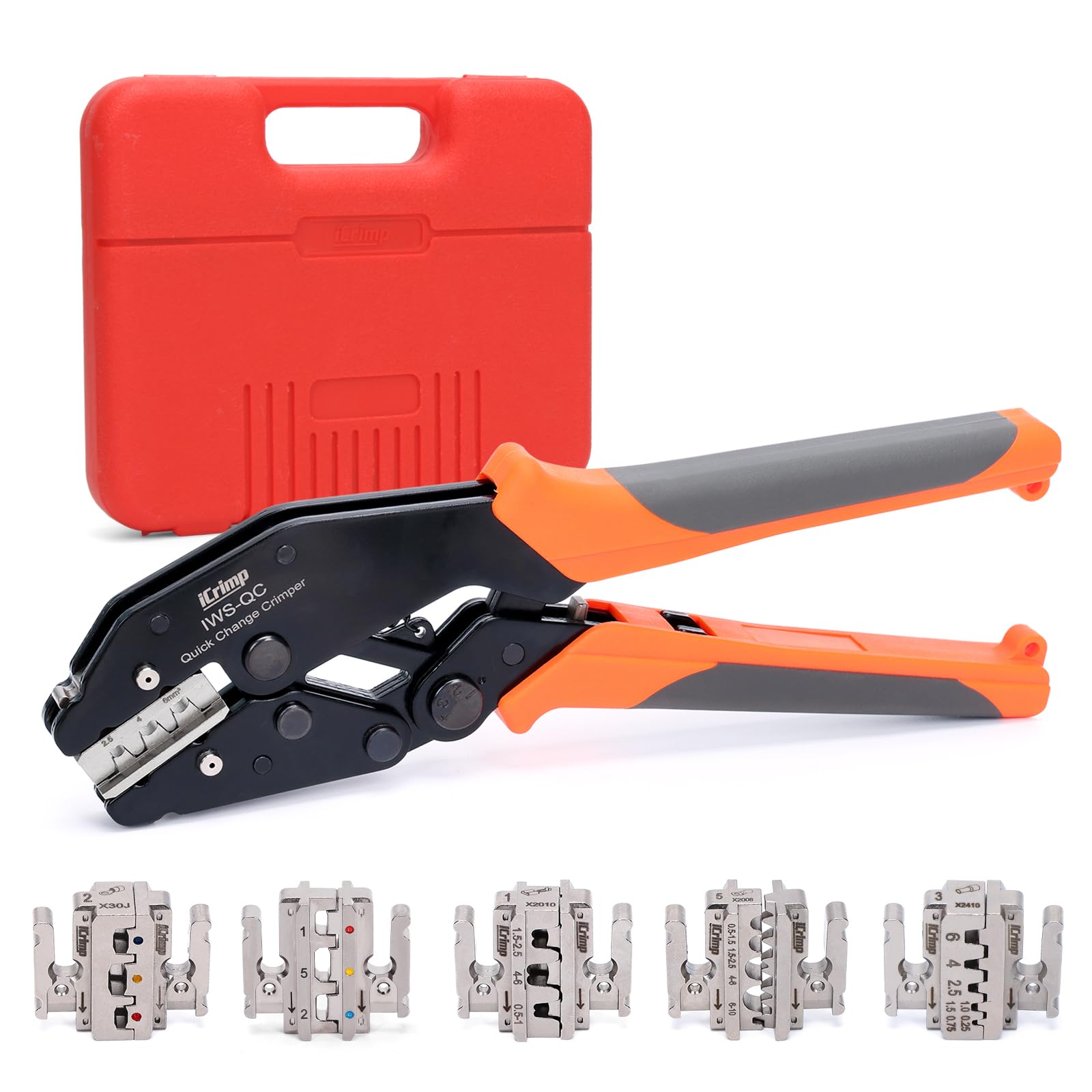 iCrimp Rachet Crimping Tool Set, Quick Change Jaws for Open Barrel Terminals, Insulated& Non-insulated Terminals, Solar Terminals, End Sleeves