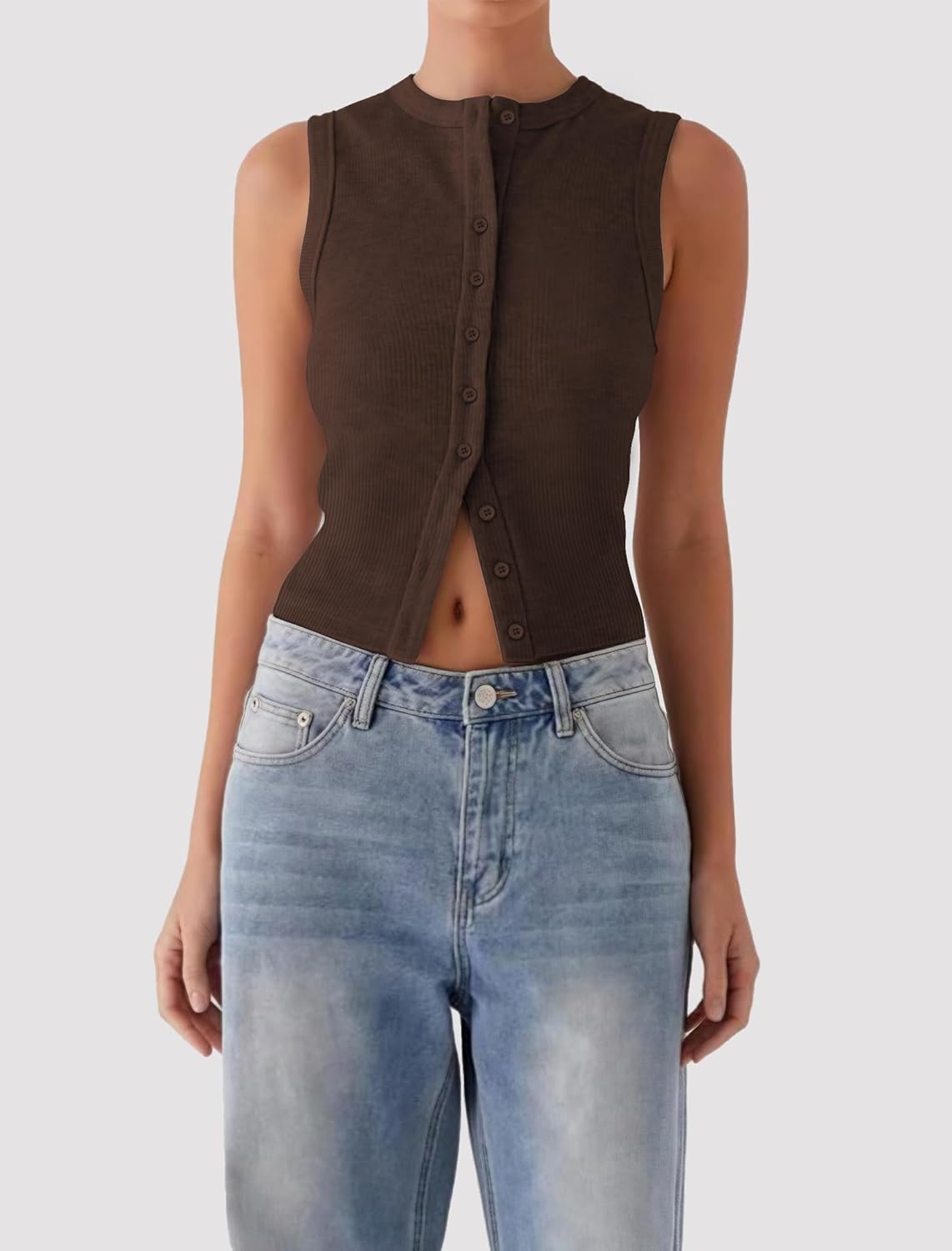 Womens Going Out Tops Summer Spring Ribbed Tank Sexy Crop Cute Y2K Button Down T Shirts Fashion Clothes 2026 - Image 2