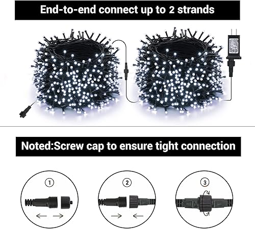 Miniatura 7 de Toodour - Luces de Navidad para exteriores, 350 luces LED de 131 pies con temporizador, conectables, 8 modos de luces de Navidad para el hogar,