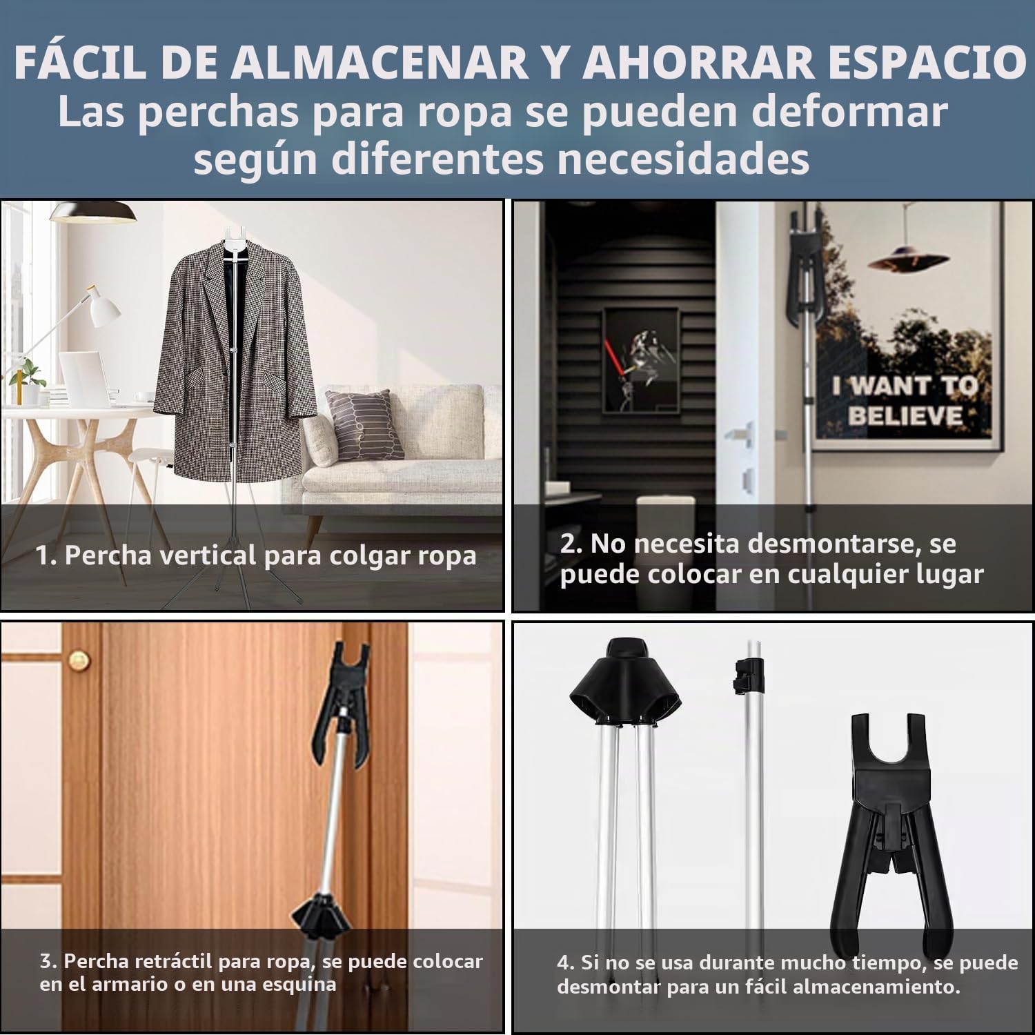 Soporte de Vapor para Ropa, Plancha y Perchas - Negro