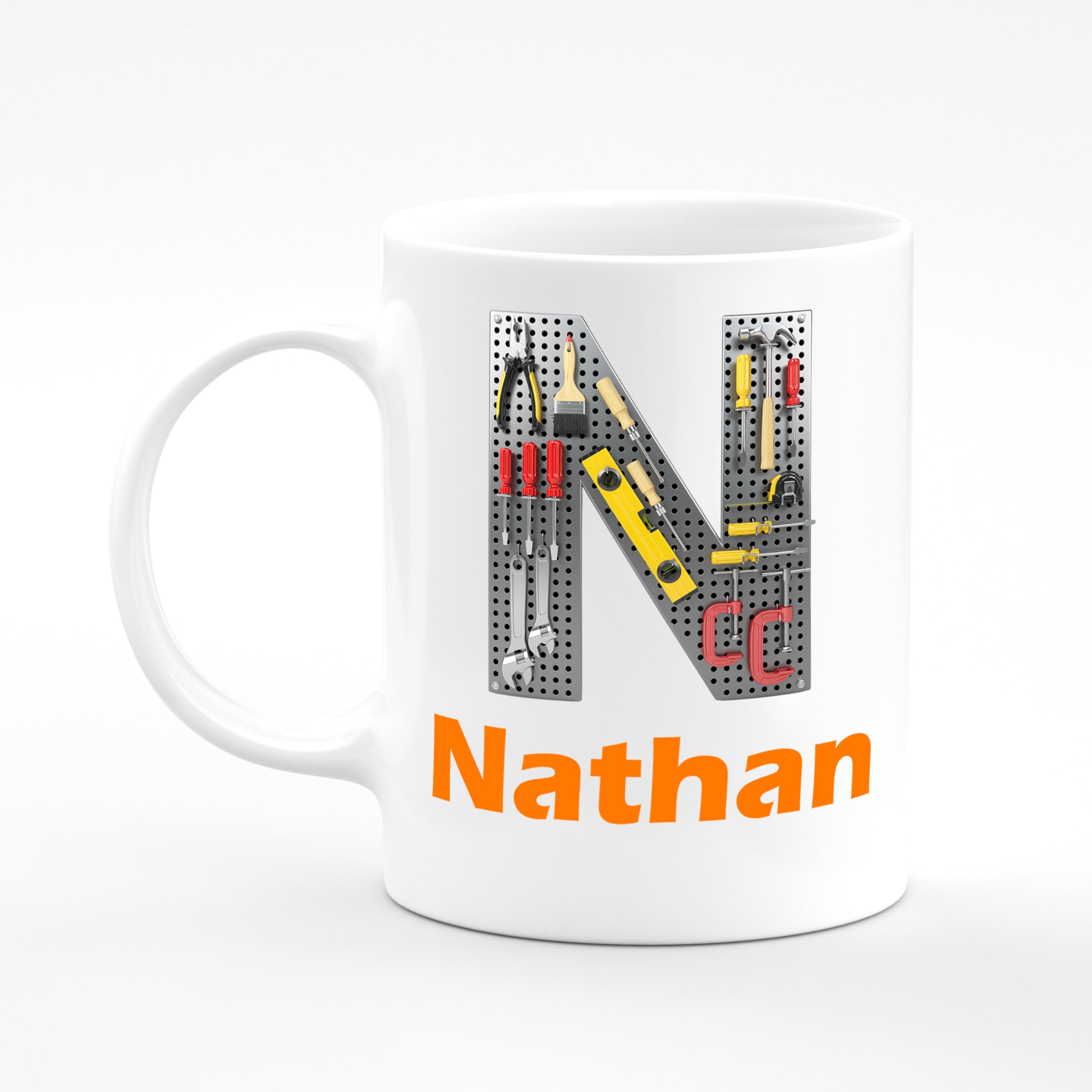 Amelia Gould Apparel Nathan Letter Tool Builder Engineer Tradesman Present Name Mug Gift 11oz Ceramic Coffee Tea Cup