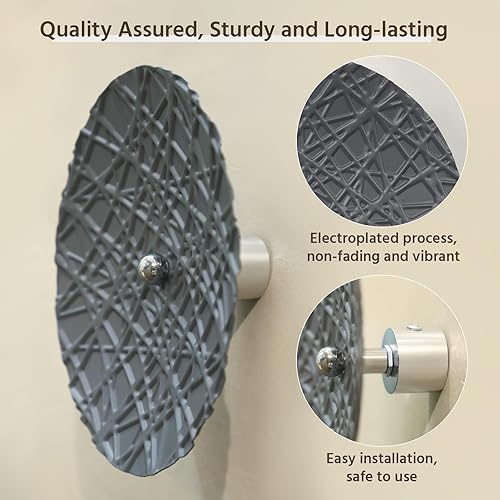 Miniatura 4 de Decoración de pared de metal plateado y gris para sala de estar, 7 piezas de esculturas de arte de pared colgantes para decoración de oficina,