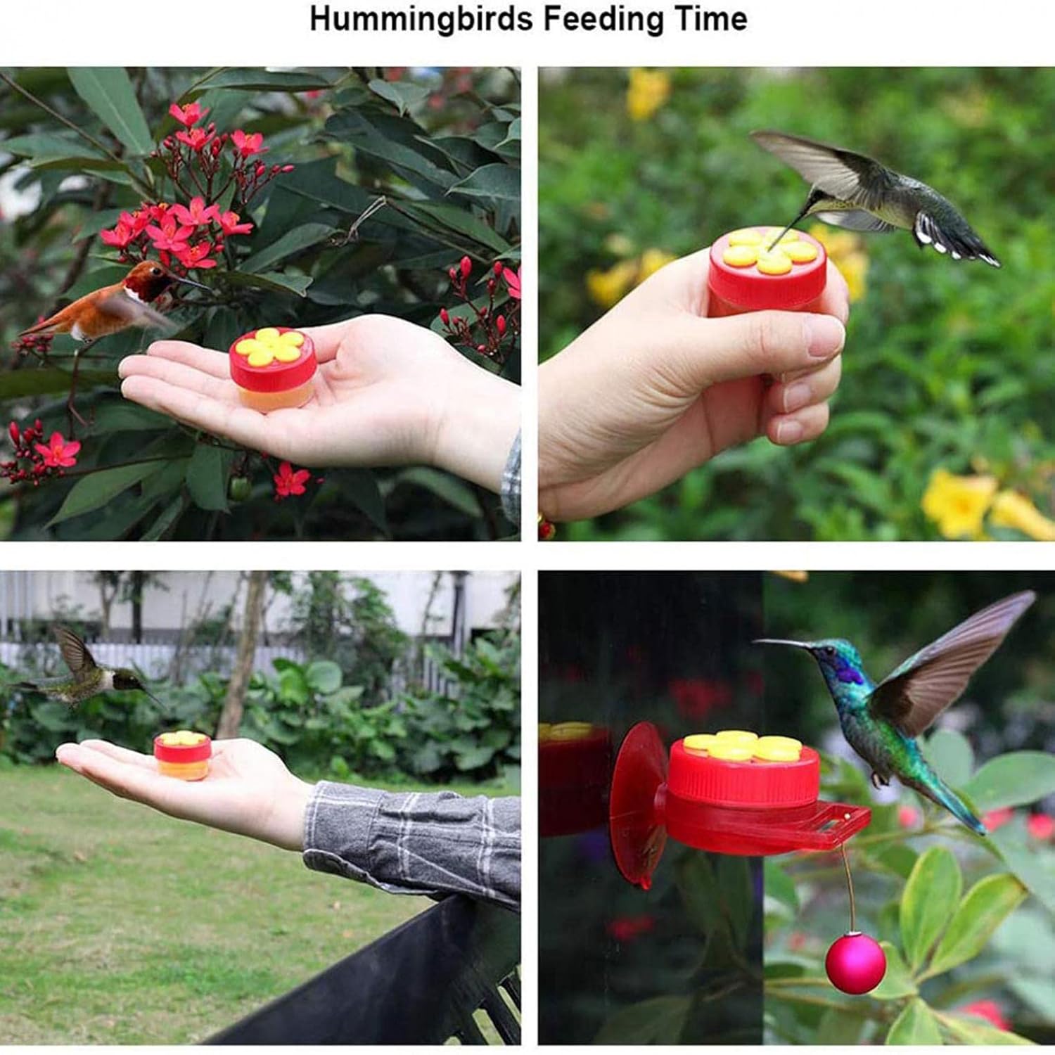 Handheld Hummingbird Feeders with Suction Cup, Multifunctional Mini Hummingbird Feeder with Perches for Outdoors, Kit Includes Cleaning Brush Red 1PC