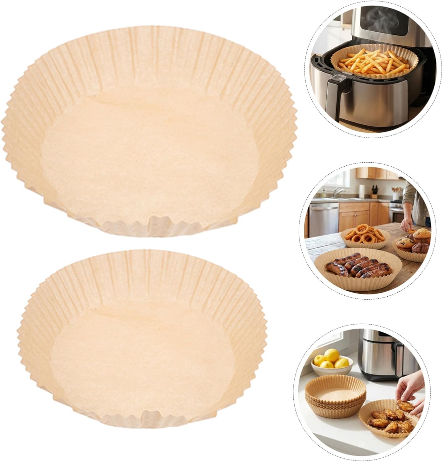 200pcs round Air Fryer Paper Liners Greaseproof Parchment Paper Bowls for Grilling and Baking Non-stick Oil Proof for Easy Cleanup and Versatile Kitchen Use