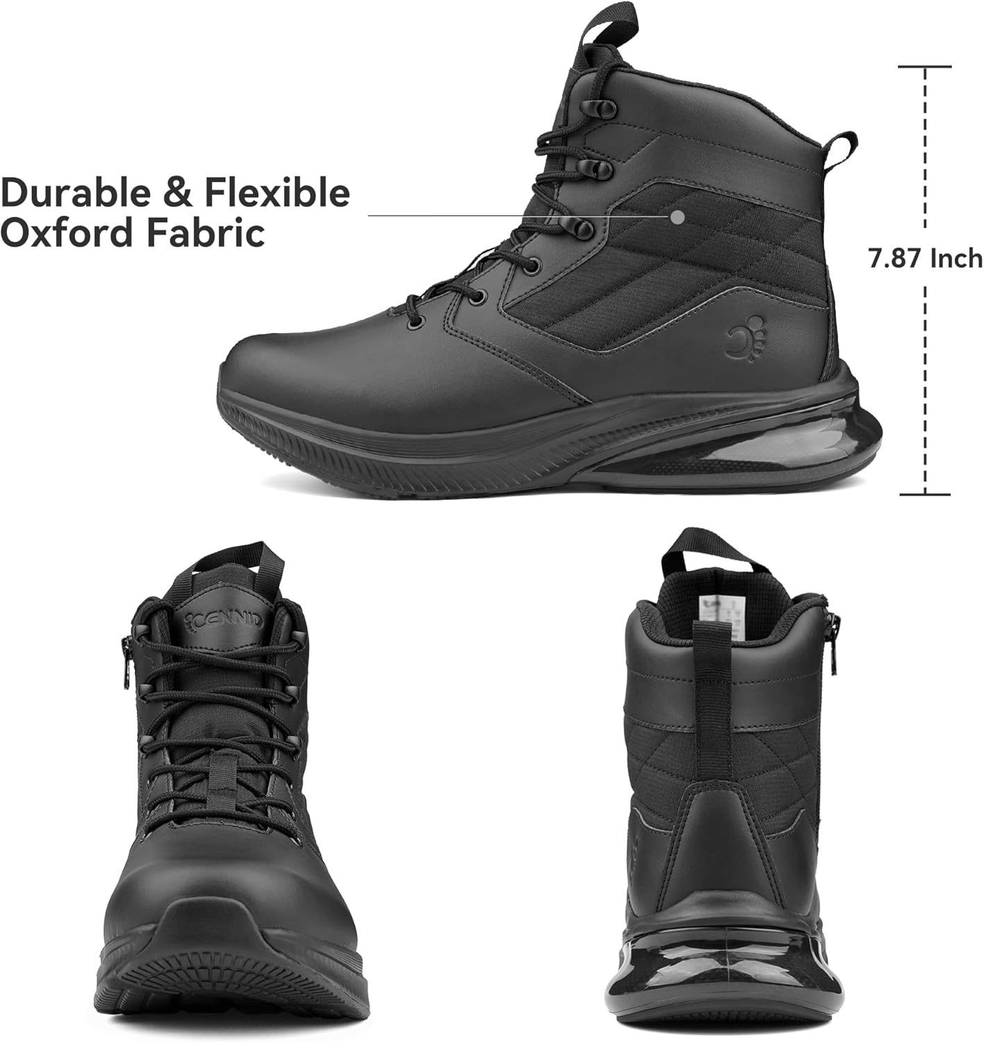 Men's Waterproof Tactical Work Boots Side Zipper Military Orthopedic Leather Boots Lightweight Motorcycle Combat Hiking Boots Trooper - Image 7