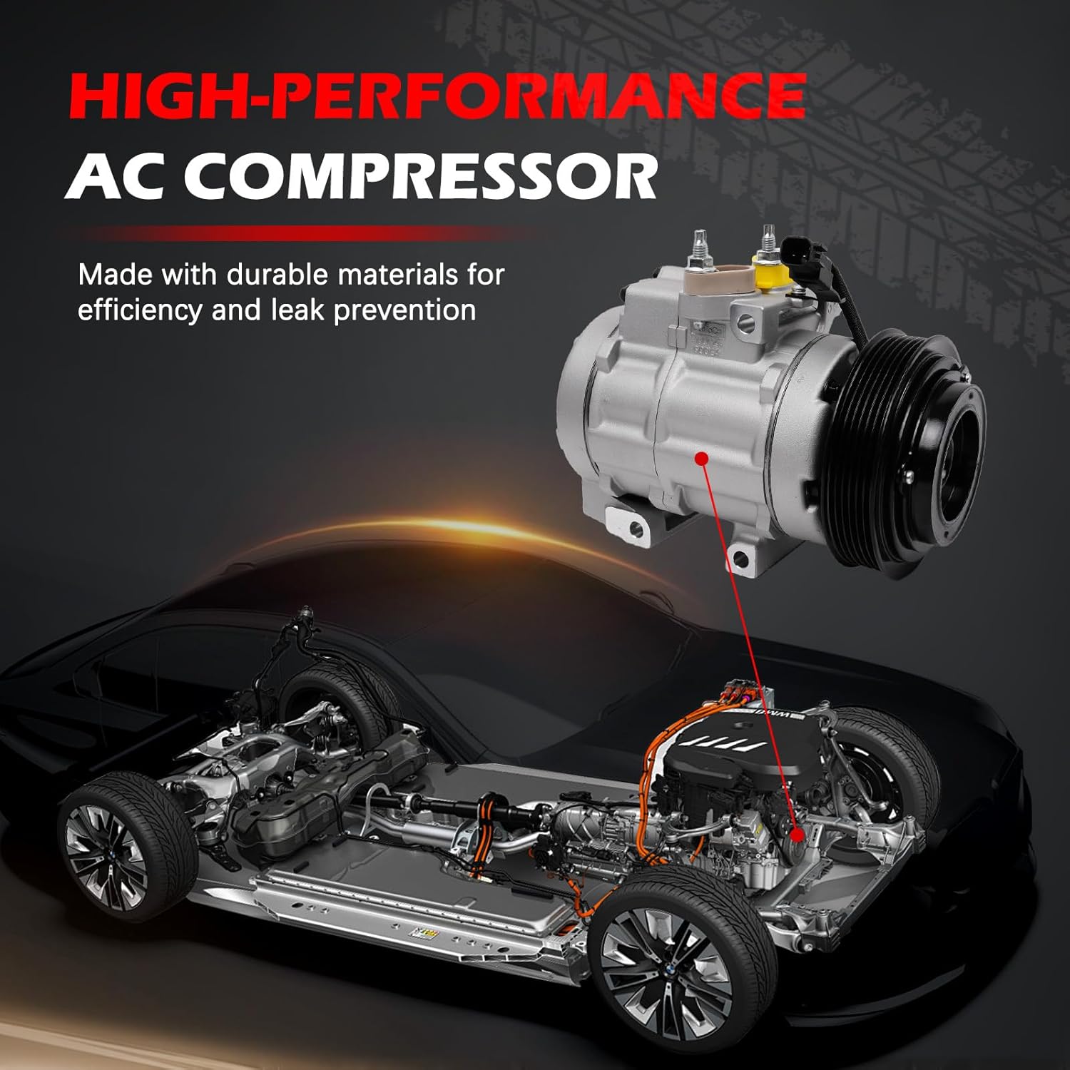 AC Compressor with Clutch for Expedition F-150 2007-2014, F-250 350 450 Super Duty, F53 & Navigator Mark LT 2007-2008, Air Conditioning Compressor Replace for 68192 9C3Z19703A 6L2Z19703AA