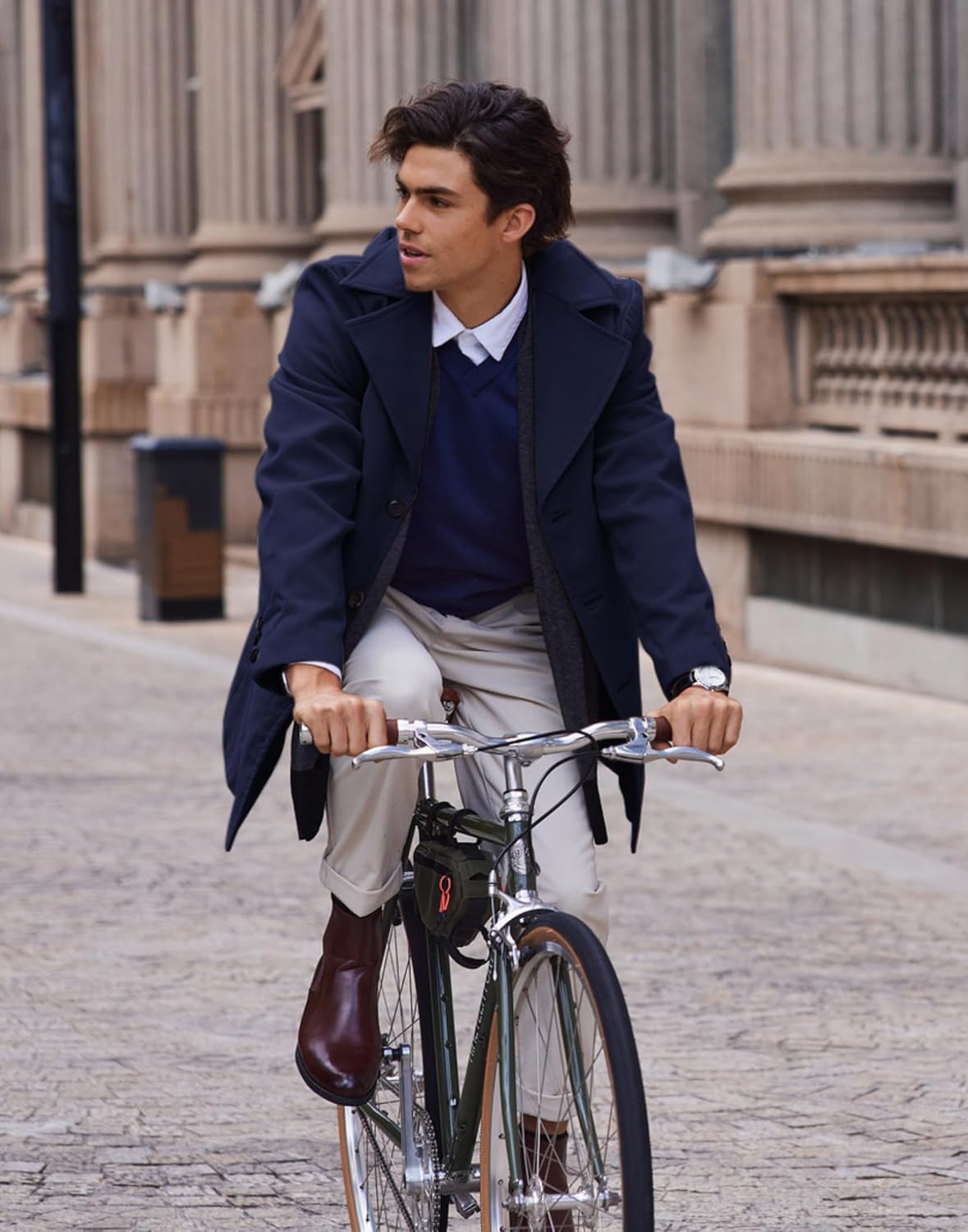 COOFANDY Mens Trench Coat Notched Collar Single Breasted Peacoat Winter Overcoat With Pockets - Image 3