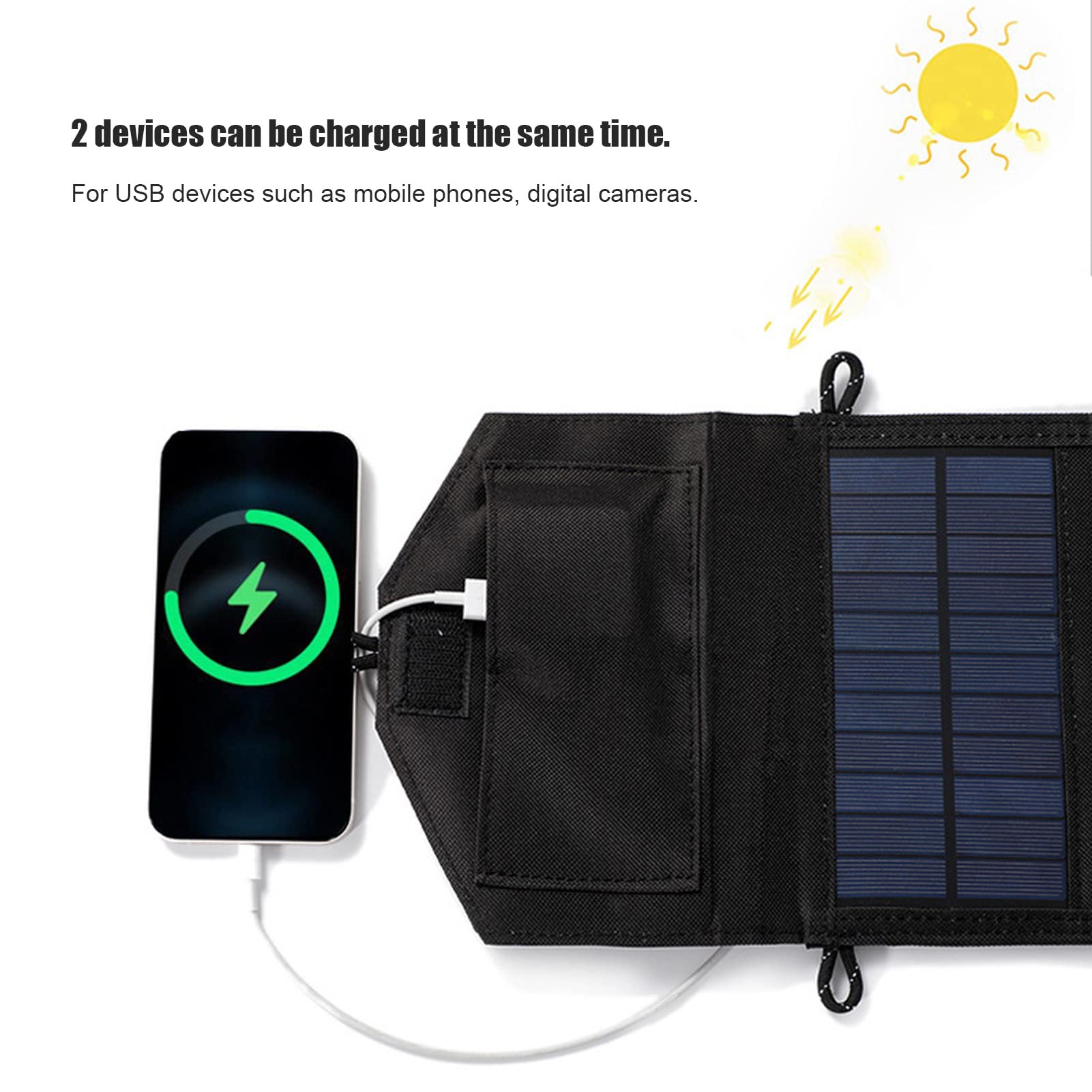 Hyuduo Przenośny Panel Słoneczny Składany, 15W Podwójne ładowanie USB