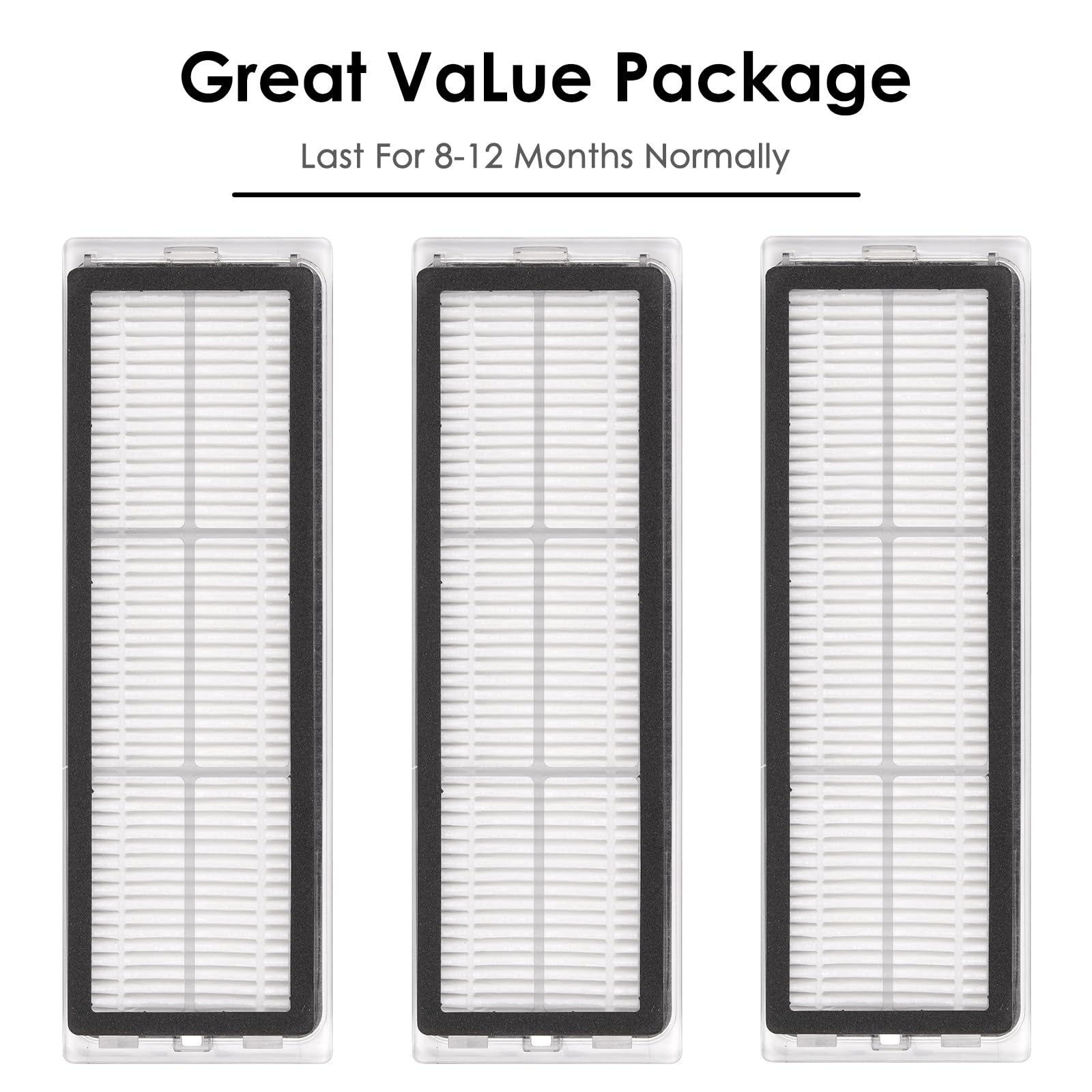 Kit 3 Filtres HEPA Pour Aspirateur Robot - Compatible D10 Plus, L10s Ultra, S10, Z10 Pro, W10, Etc.