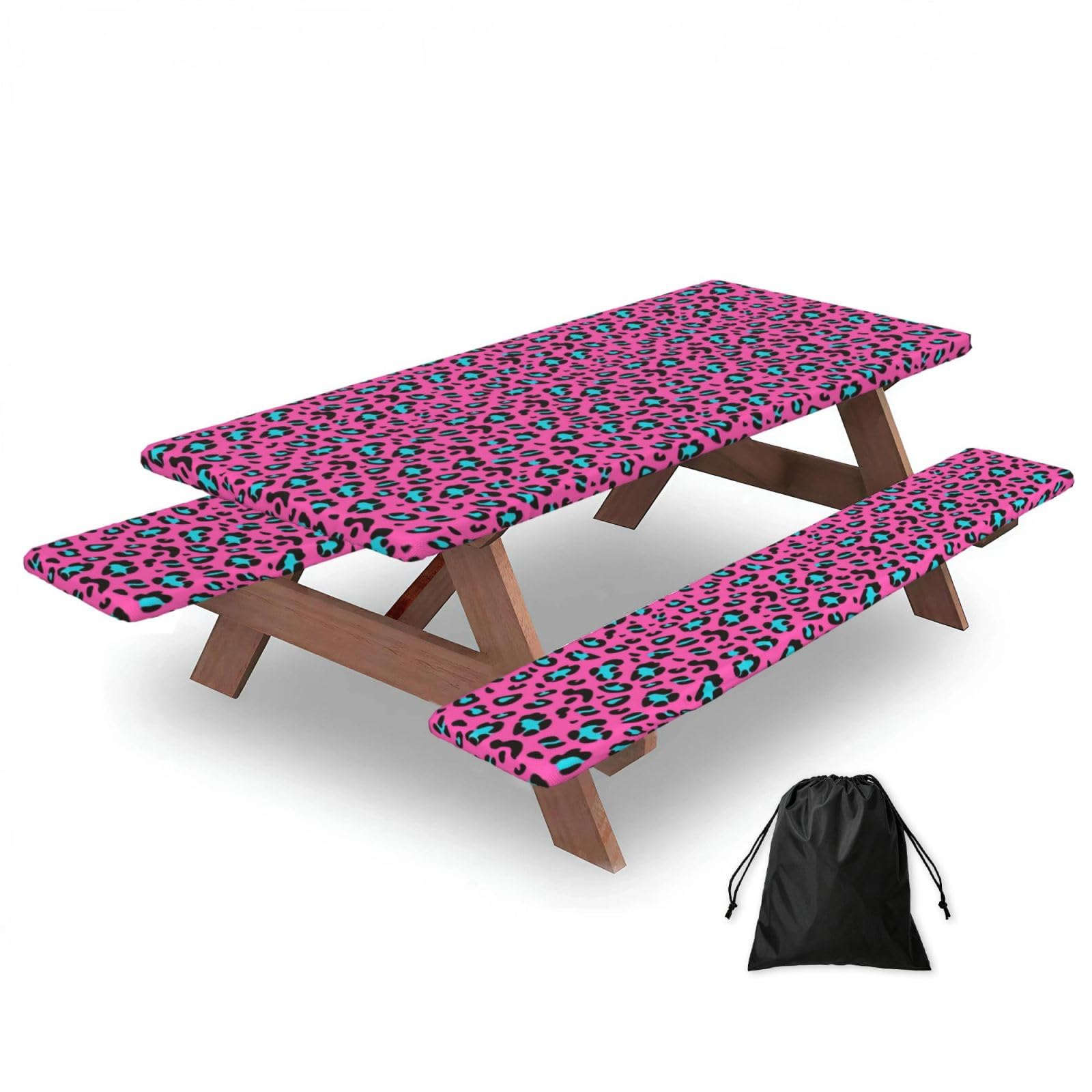 AYYQWE Cute Leopard Print Picnic Table Bench Cover Outdoor Garden Party Decor Daily Accessory Gift