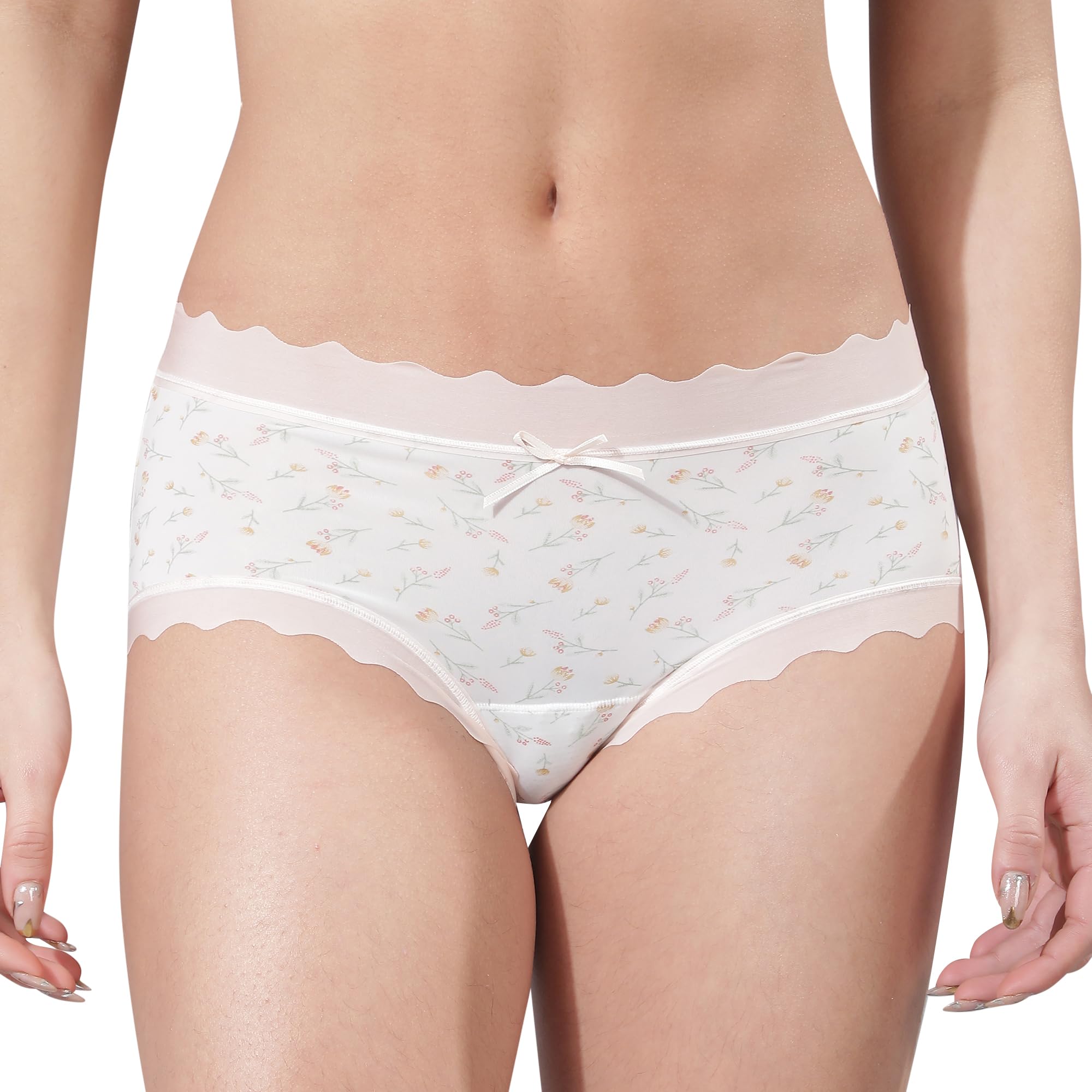 ghelonadi Gheloson Women Lace Hipster Briefs Panty Cute & Seamless Mid Waist Underwear Panties Under Bump Maternity Healthy, Ice Silk Cotton(Size - L & XL)., Multicolour-picture-20