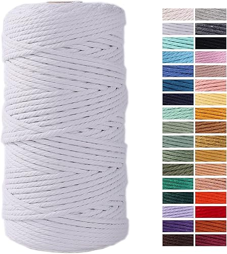 Miniatura 77 de Cuerda de macramé gris de 0.118 in x 109 yardas, cuerda de algodón de colores para colgar en la pared, colgadores de plantas, manualidades, tejer