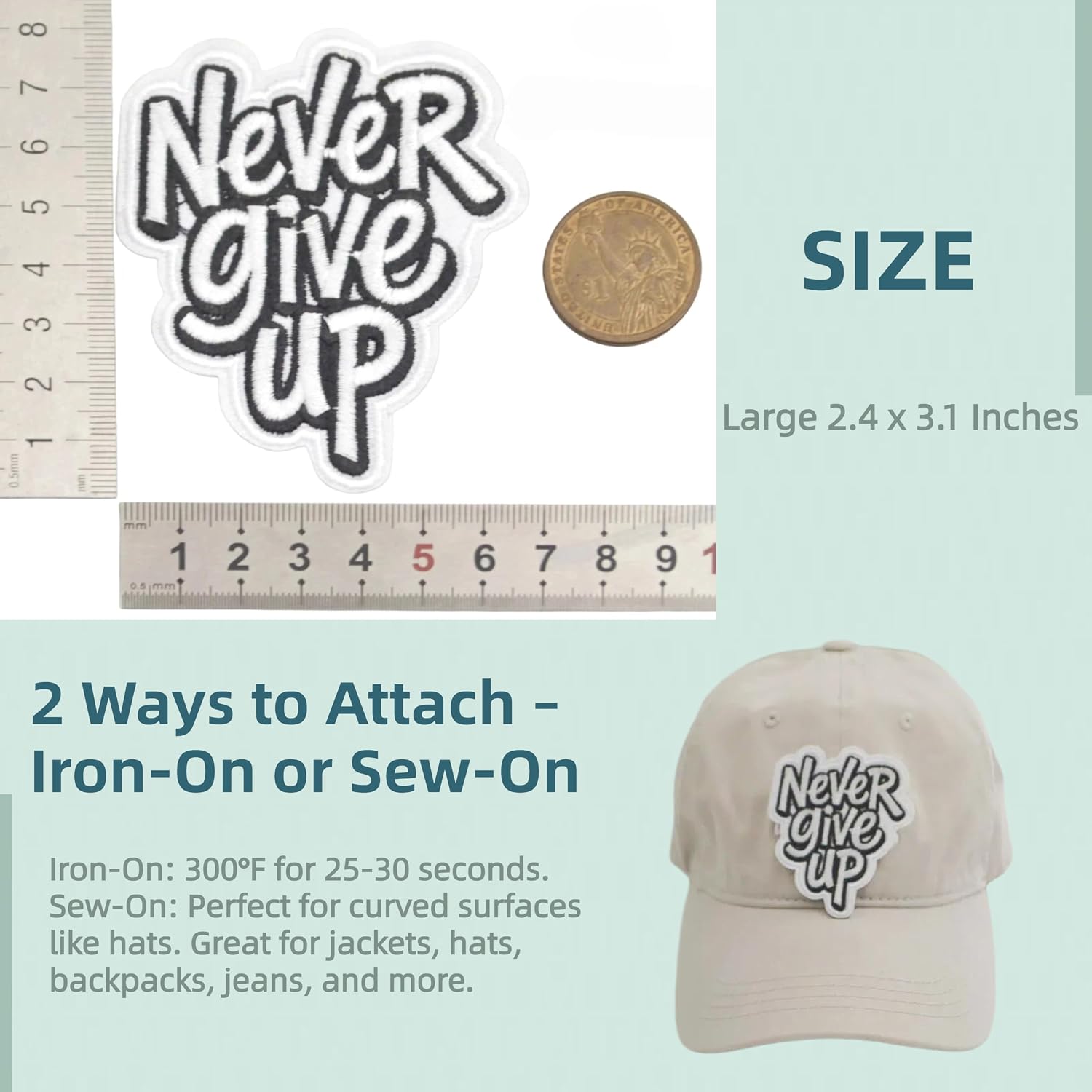 50Pcs Iron On Patches, Girl Power Quotes Set | Large 2.4x3.1in Felt+Twill 3D Embroidery Patches. Iron On Or Sew-On. For Hats, Backpacks, Jackets, Jeans. DIY Gift for Women.