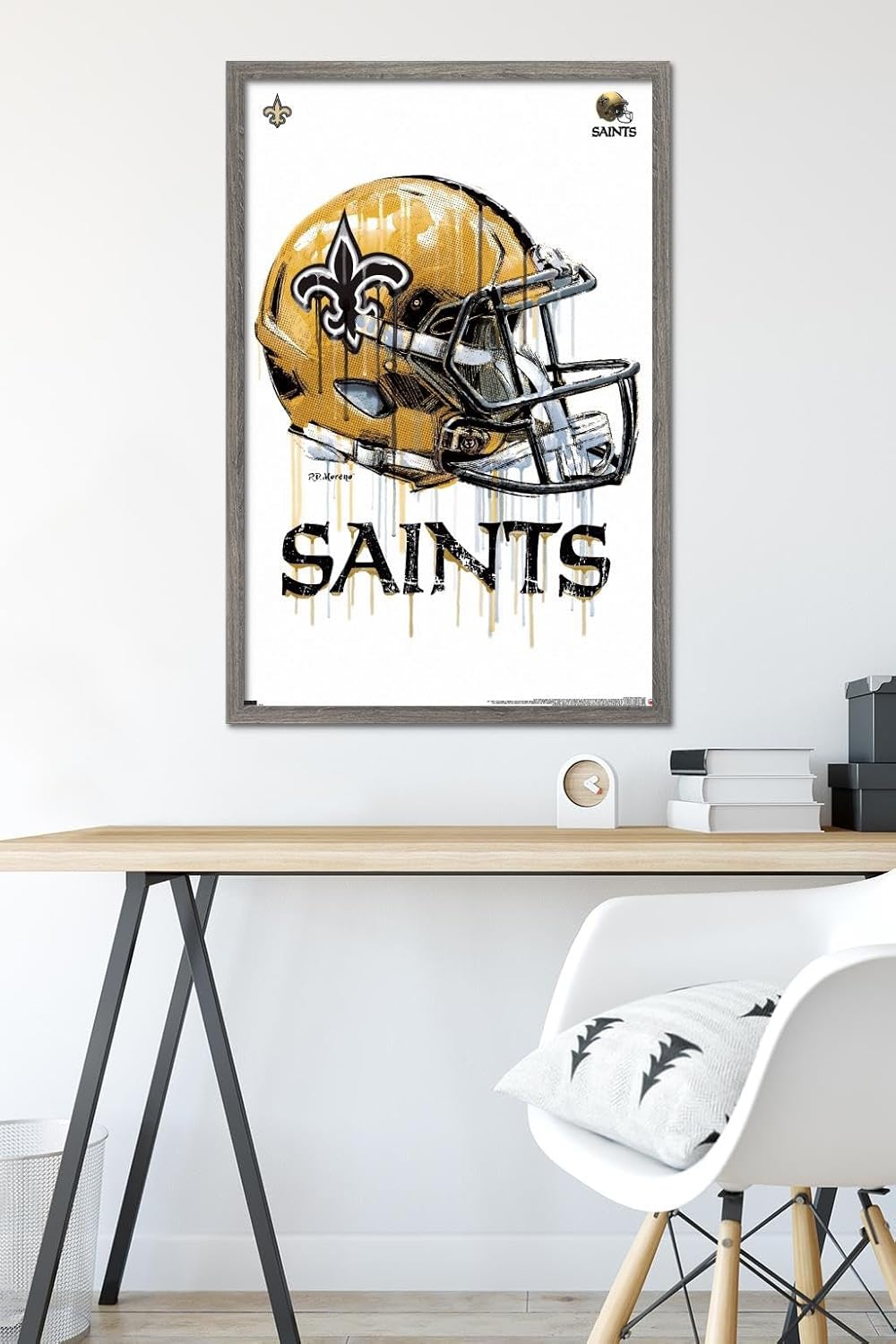 Trends International NFL New Orleans Saints - Drip Helmet 20 Wall Poster, 22.375" x 34", Barnwood Framed Version
