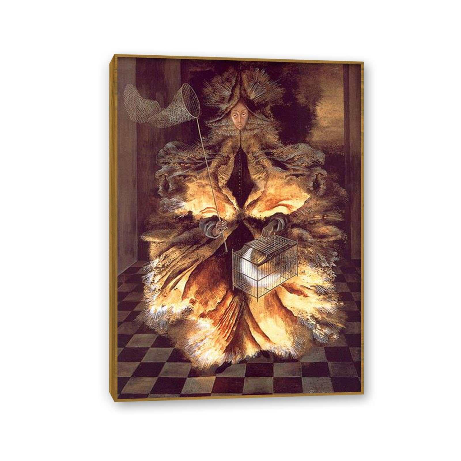 MYCGGDGH Remedios Varo Canvas Wall Art Reproductions of Famous Paintings Star Catcher Posters Remedios Varo Print Wall Decor for Living Room Bedroom Home Decor 85x60cm(33x24in) Teak frame