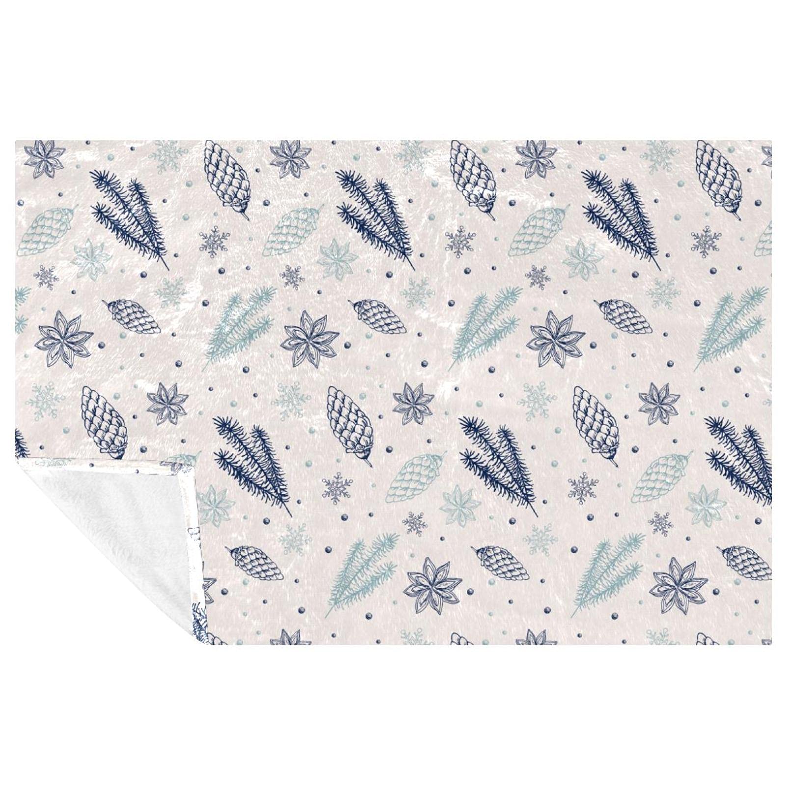 Couverture douce pour canapé et camping - Plaid d'hiver imprimé pin 150 x 100 cm