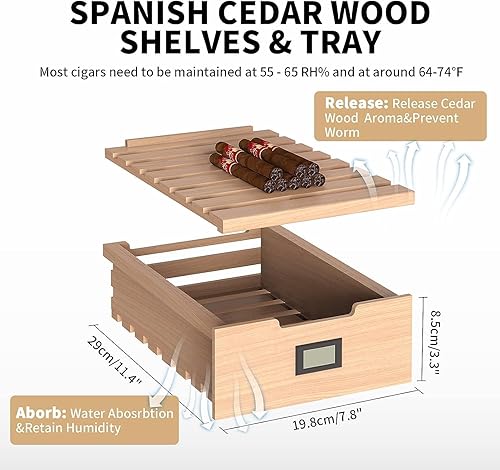 Miniatura 6 de NEEDONE Humidor eléctrico de 16 litros con sistema de control silencioso de calefacción y refrigeración, gabinete termostático para 100 unidades con