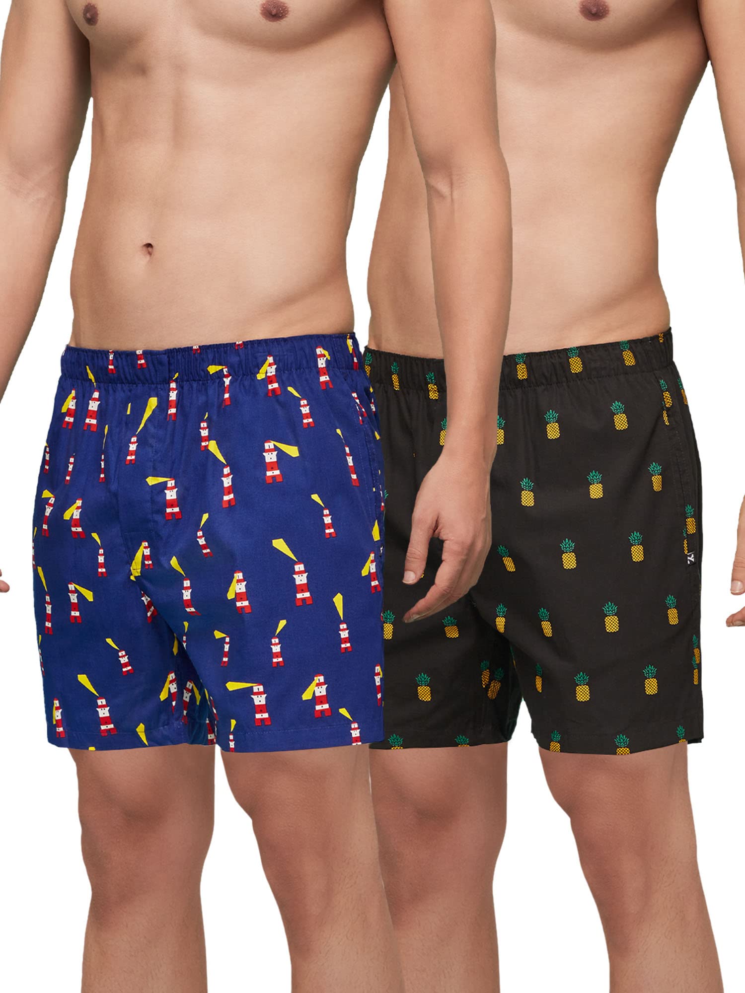 XYXXMen's Remix Regular Fit Cotton Printed Boxer with Dual Pocket & No Marks Waistband (Pack of 2)