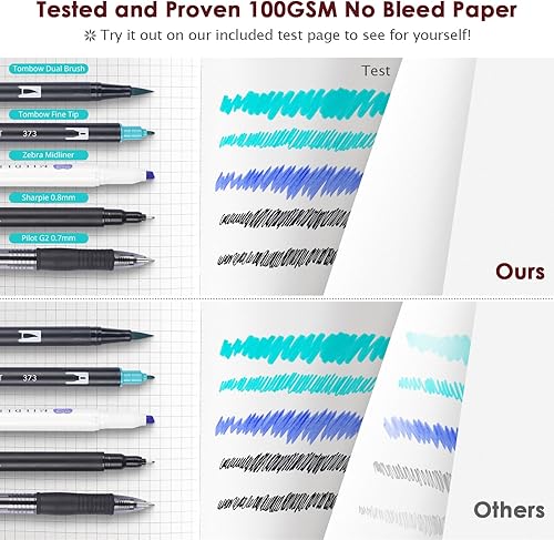 Miniatura 4 de Cuaderno de papel cuadriculado, 312 páginas numeradas B5, diario de cuero de tapa dura, cuaderno de papel cuadriculado de 3.53 ozm, con páginas de