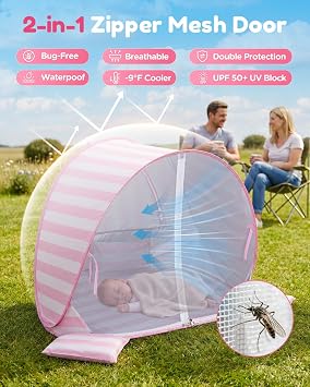 Baby Beach Tent, UPF 50+ Sun Shelter, Pop Up Beach Canopy