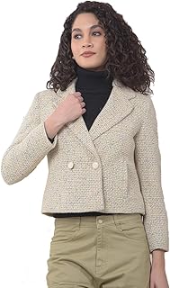 crimsoune club Women's Beige Jacquard Notched Lapel Coat-picture-30