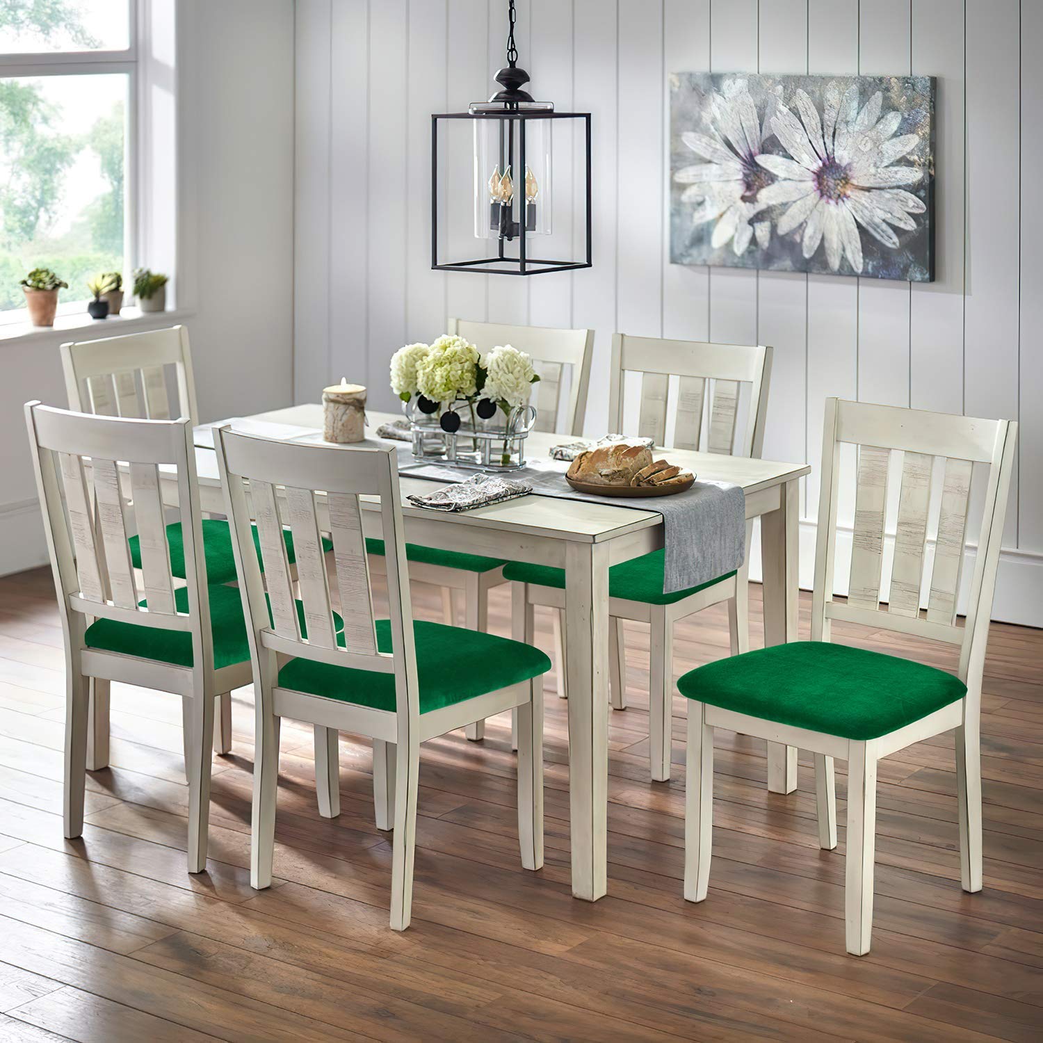 Homaxy Fundas Sillas Comedor, Muy Fácil de Limpiar Duradera, Modernas Funda Asiento Silla, Fundas Elásticas Chair Covers Lavables (Verde, Paquete de 6)
