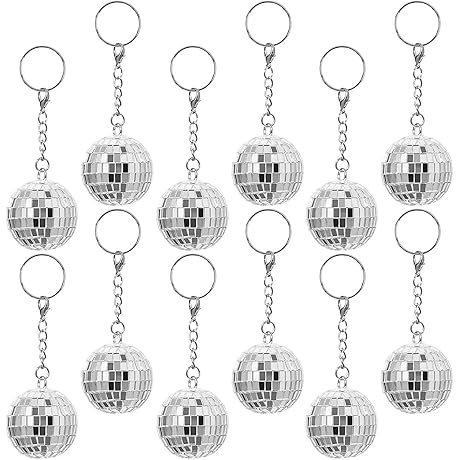 Disco Ball Keychain Bulk-12 Pcs Silver 70s 80s Party Favor Decorations for...
