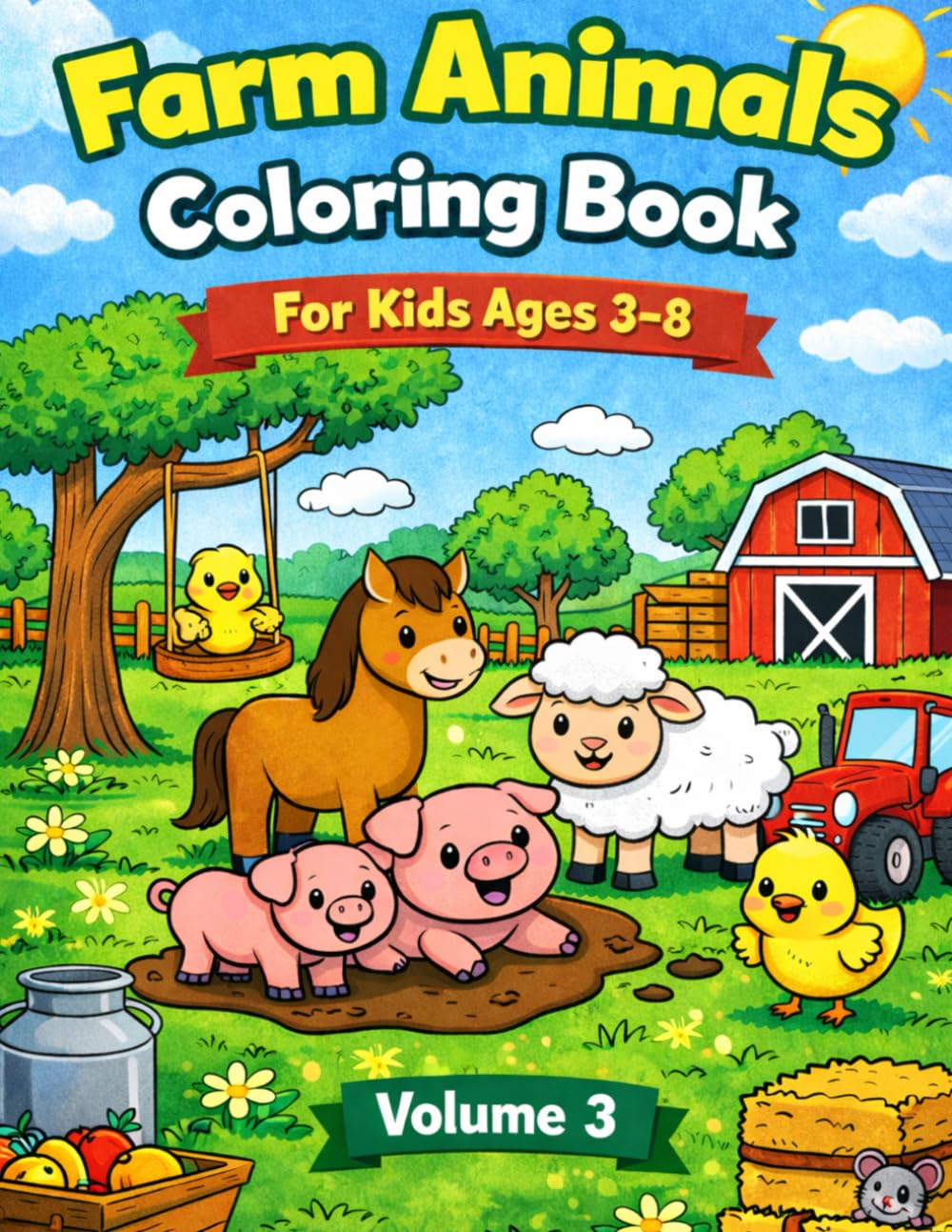 Farm Animals Coloring Book for Kids Ages 3–8: Cute and Easy Barnyard Animals for Toddlers and Preschoolers | Fun Farm Scenes with Simple Designs for Boys and Girls (Fun Animal Coloring Book Series)