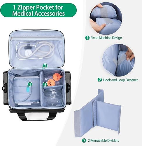 Vista 2 de Yarwo Bolsa médica vacía para máquina nebulizadora, funda de transporte portátil para nebulizador con divisor desmontable para tubo de máscara