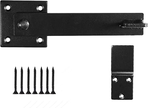 5.5" Fence Gate Latch Barn Door Flip Hardware Farm Lock Heavy Duty Wrought Iron, Matte Black