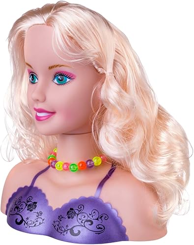 Miniatura 2 de KonHaovF Cabeza de muñeca para peinar el cabello y maquillaje para niñas pequeñas, muñeca con práctica de maquillaje de cabello, juguetes de