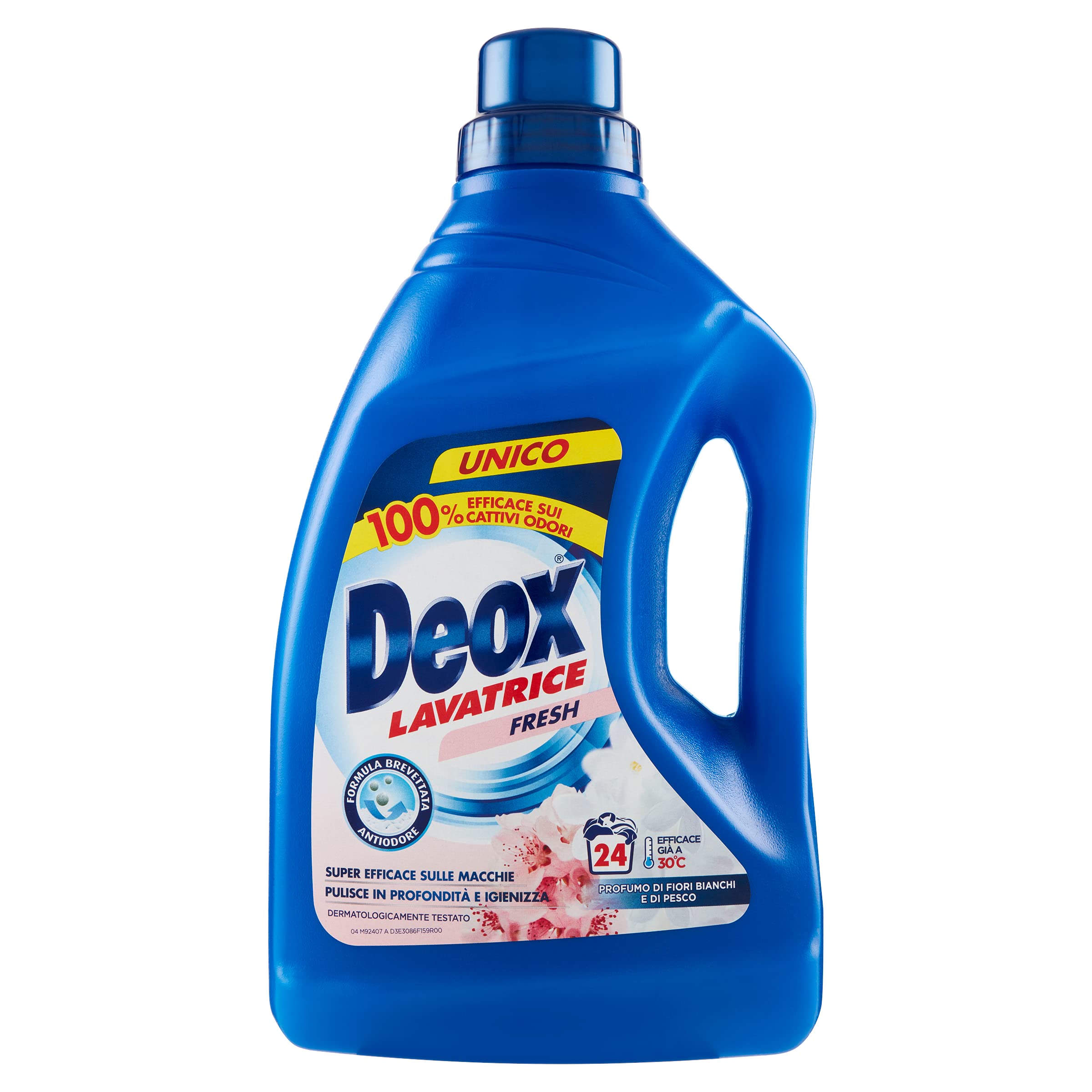 Deox - Detersivo Lavatrice Liquido Fresh, 144 Lavaggi, Smacchia e Igienizza, con Formula Antiodore, 1200ml x 6 Confezioni