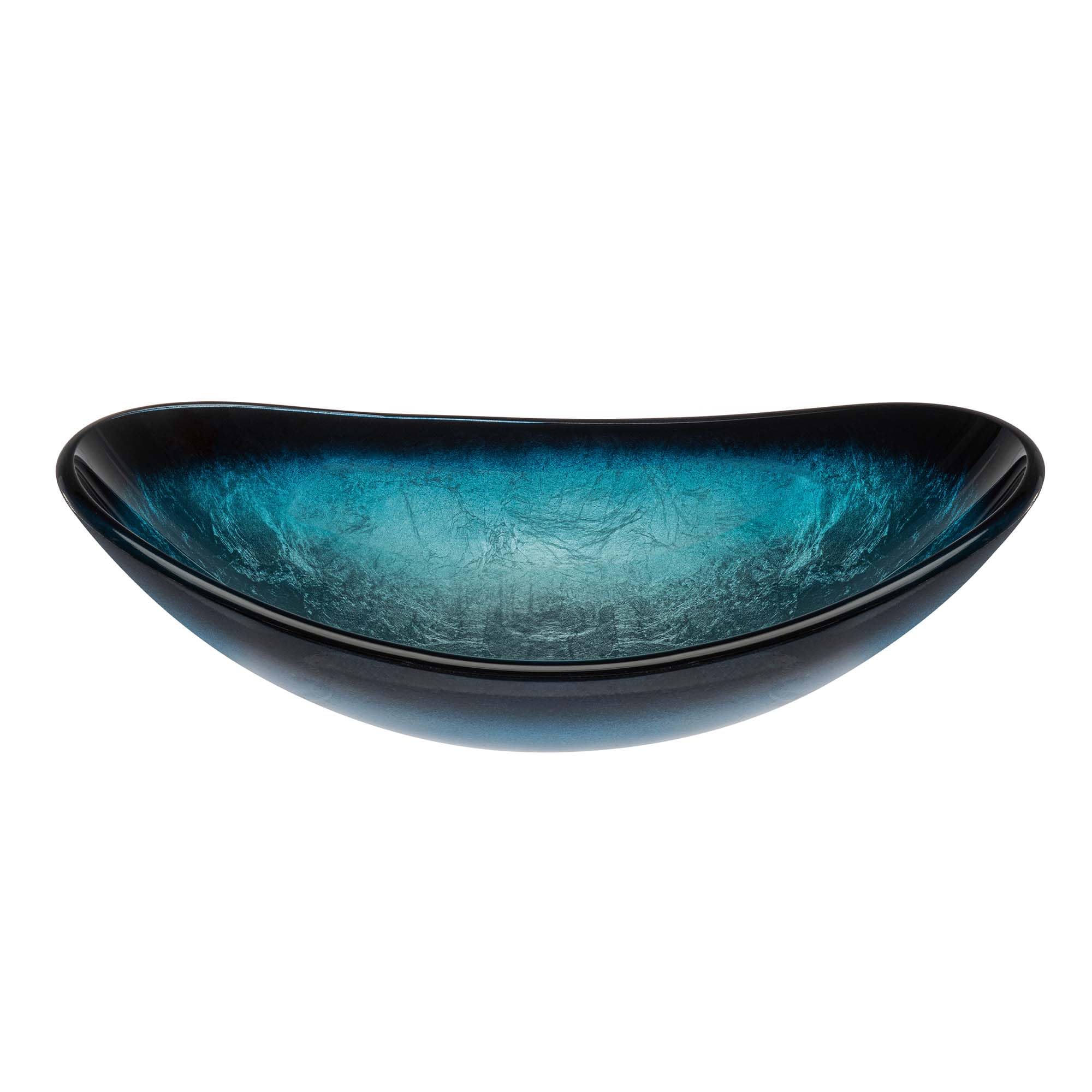 Mai & Mai Lavabo sobre Encimera Lavabo Baño | Ovalado | Vidrio | Azul | 53,5x35,5x16 cm | sin Orificio para Grifo sin Rebosadero | Minerva08