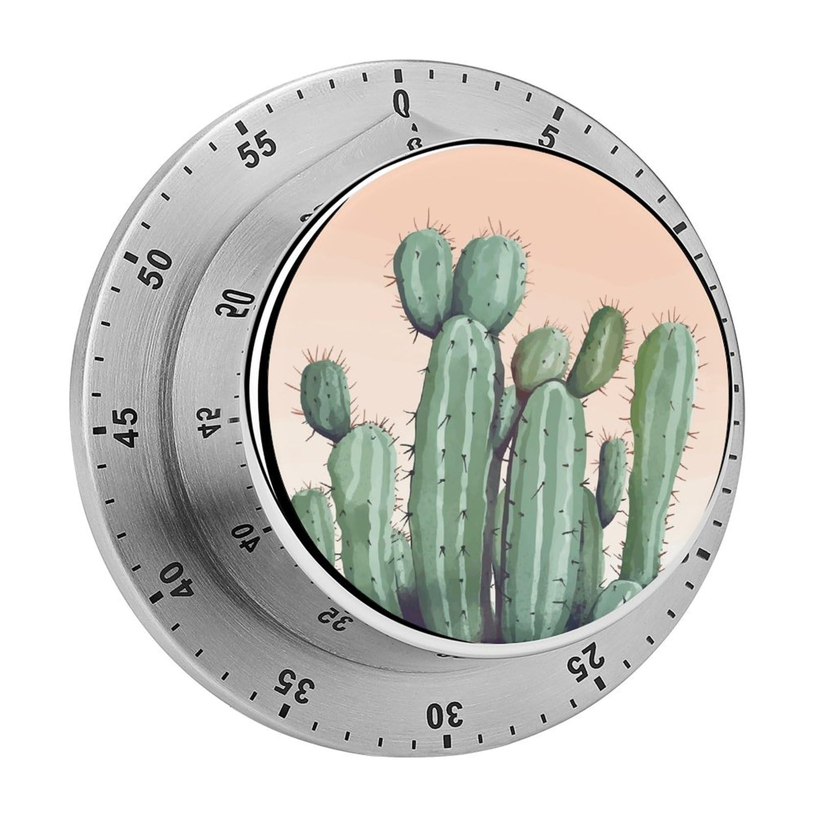 Watercolor Green Cactus Printed Waterproof Christmas Timer with Loud Alarm Outdoor Timer for Cooking Exercise Baking