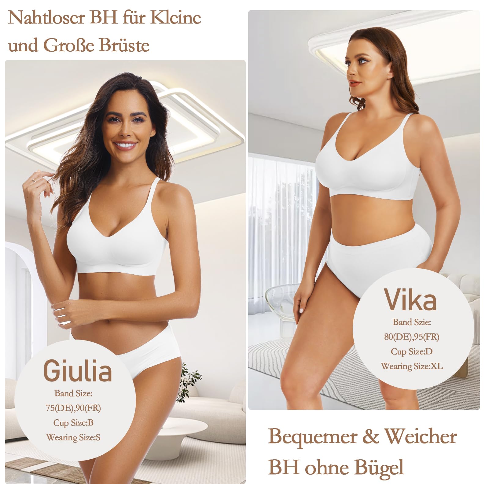 Vertvie Nahtloser BH Damen Bügel Gepolstert Soft Tshirt Bra Seamless Bequem
