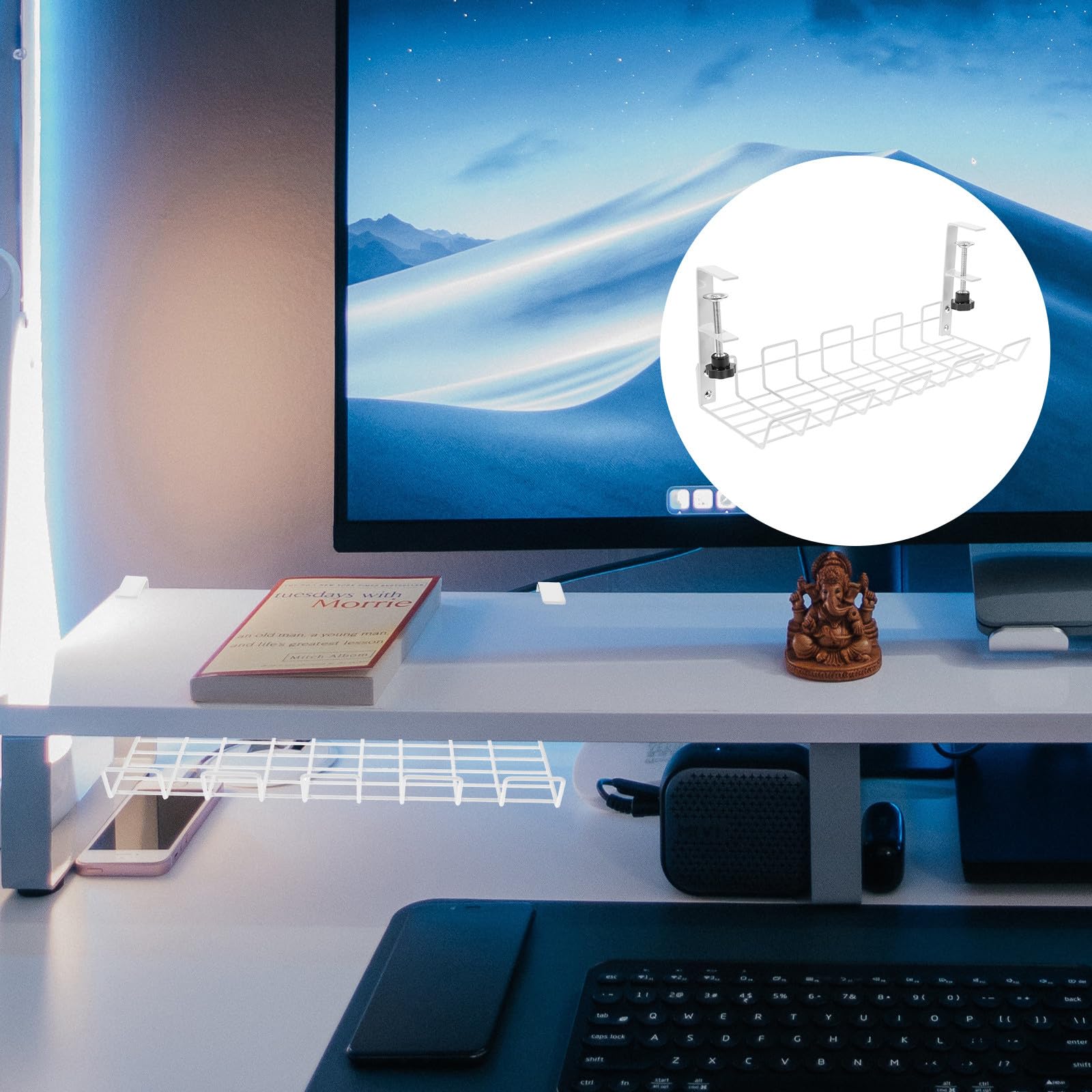 SECFOU Organisateur de Ligne Électrique en Acier au Carbone Blanc pour Bureau et Salle à Manger, Collecte de Câbles Simple à Installer, Support de Rangement Couleur Aléatoire